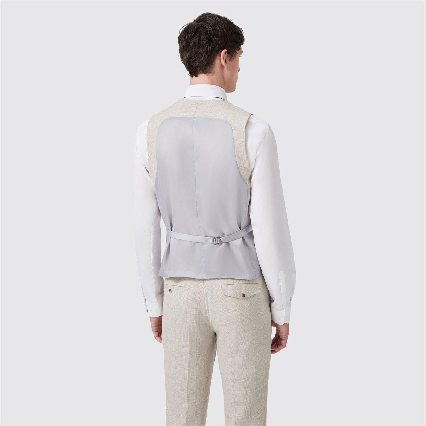 Grey Check - Twisted Tailor - Men's Beckford Slim Fit Check Waistcoat - 3