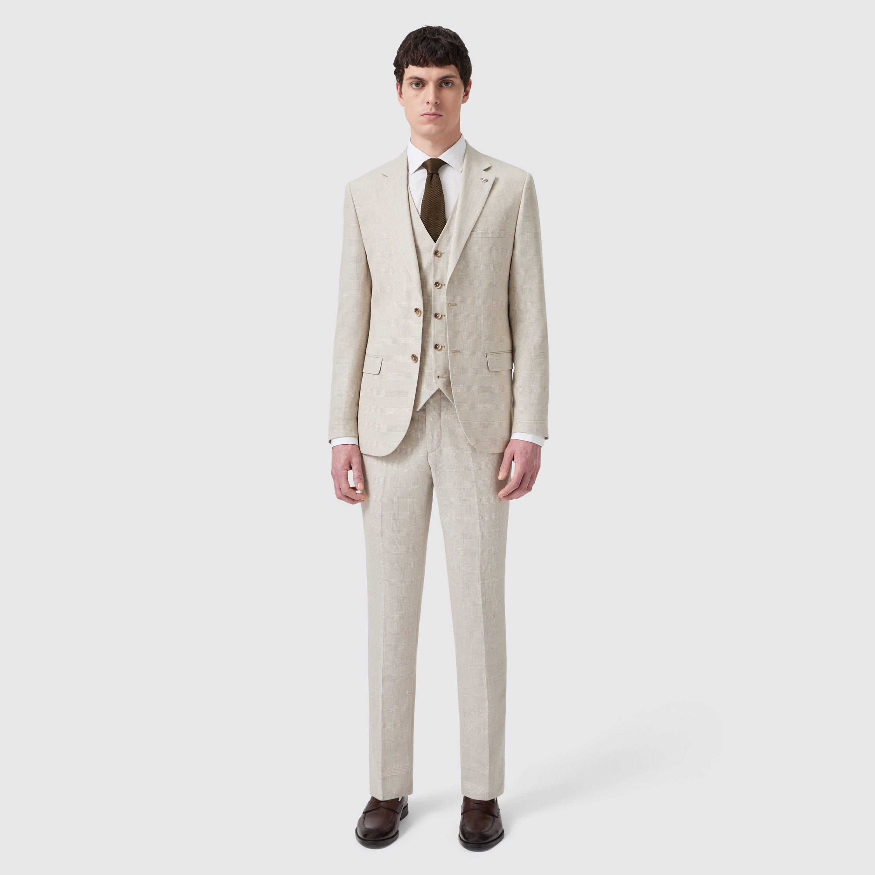 Grey Check - Twisted Tailor - Men's Beckford Slim Fit Check Waistcoat - 4