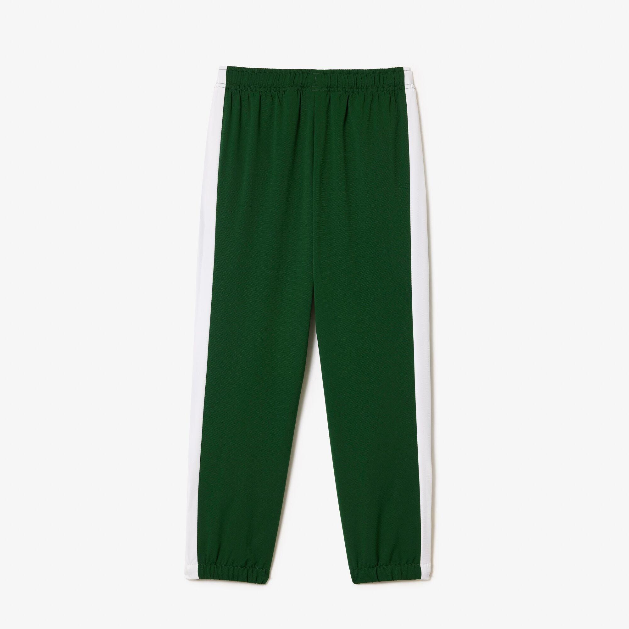 White/Green - Lacoste - Unisex Kids' Closed Hem Poly Joggers - 2