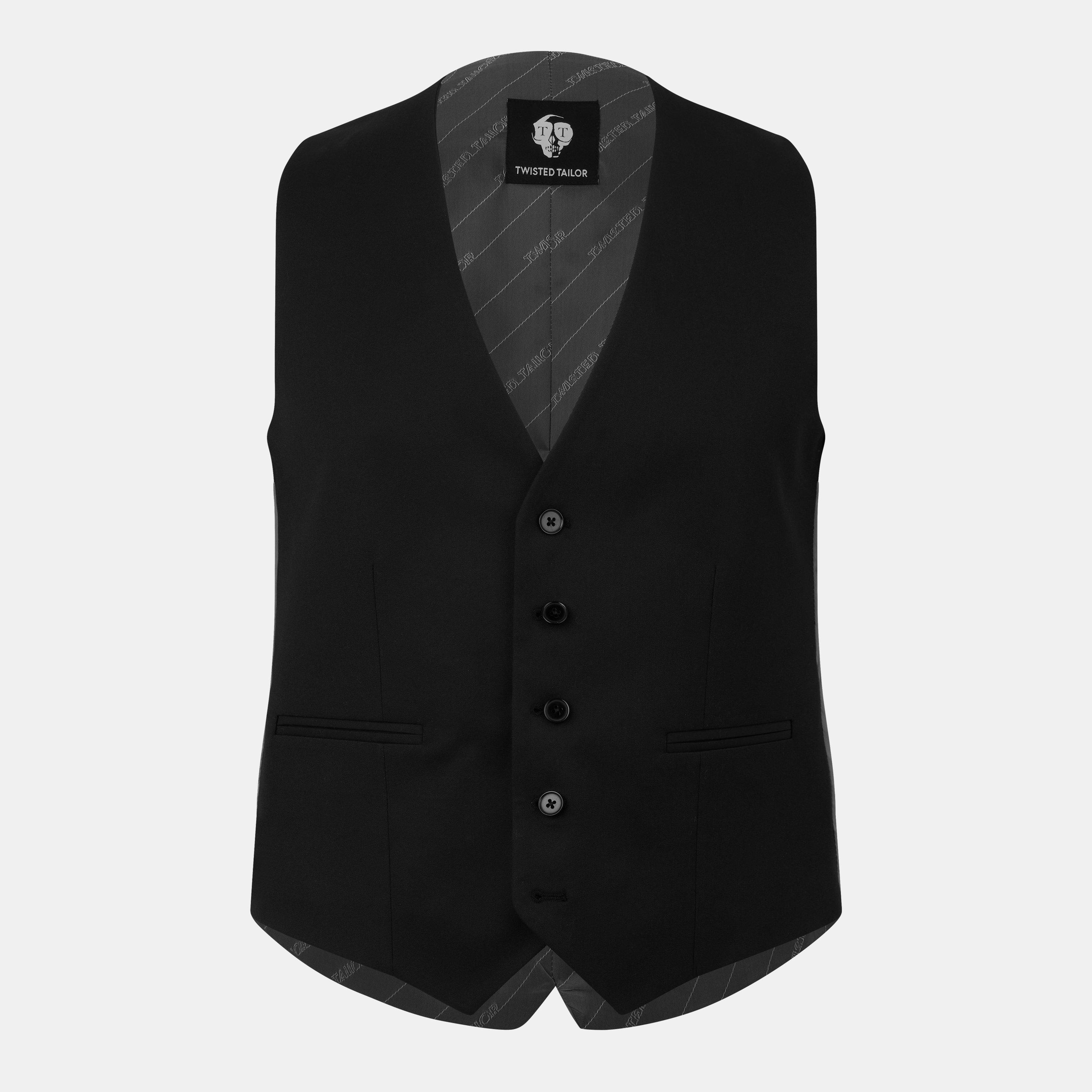 Black - Twisted Tailor - Ellroy Slim Waistcoat - 1