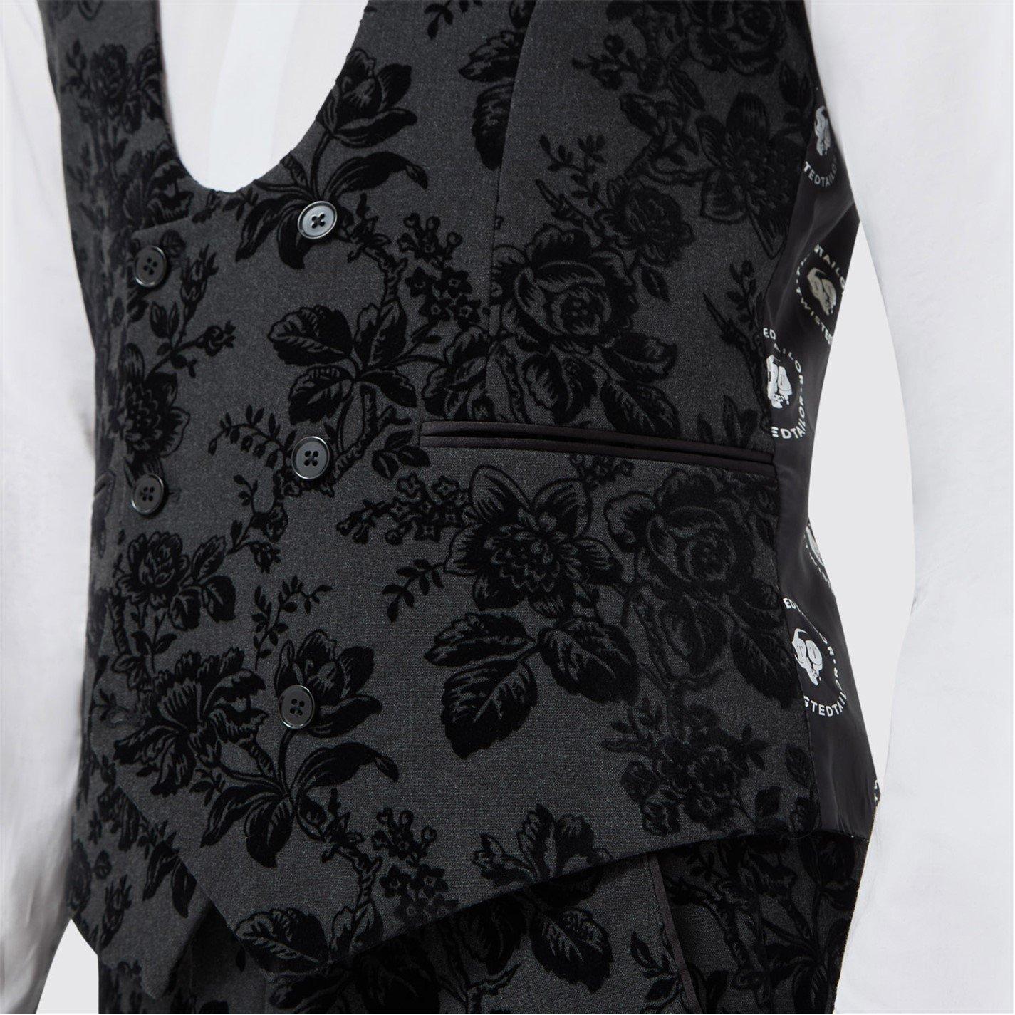 Charcoal Floral - Twisted Tailor - Fleet Skinny Fit Waistcoat - 2