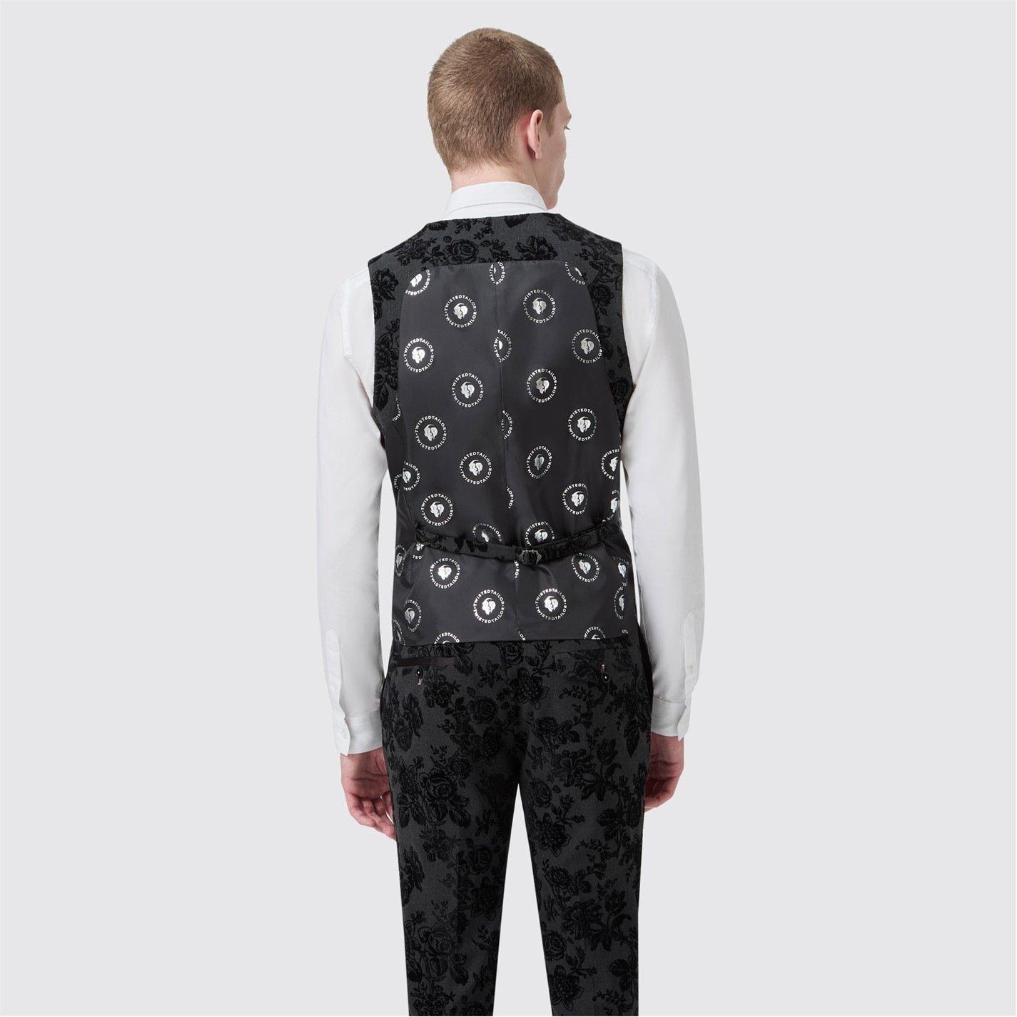 Charcoal Floral - Twisted Tailor - Fleet Skinny Fit Waistcoat - 3