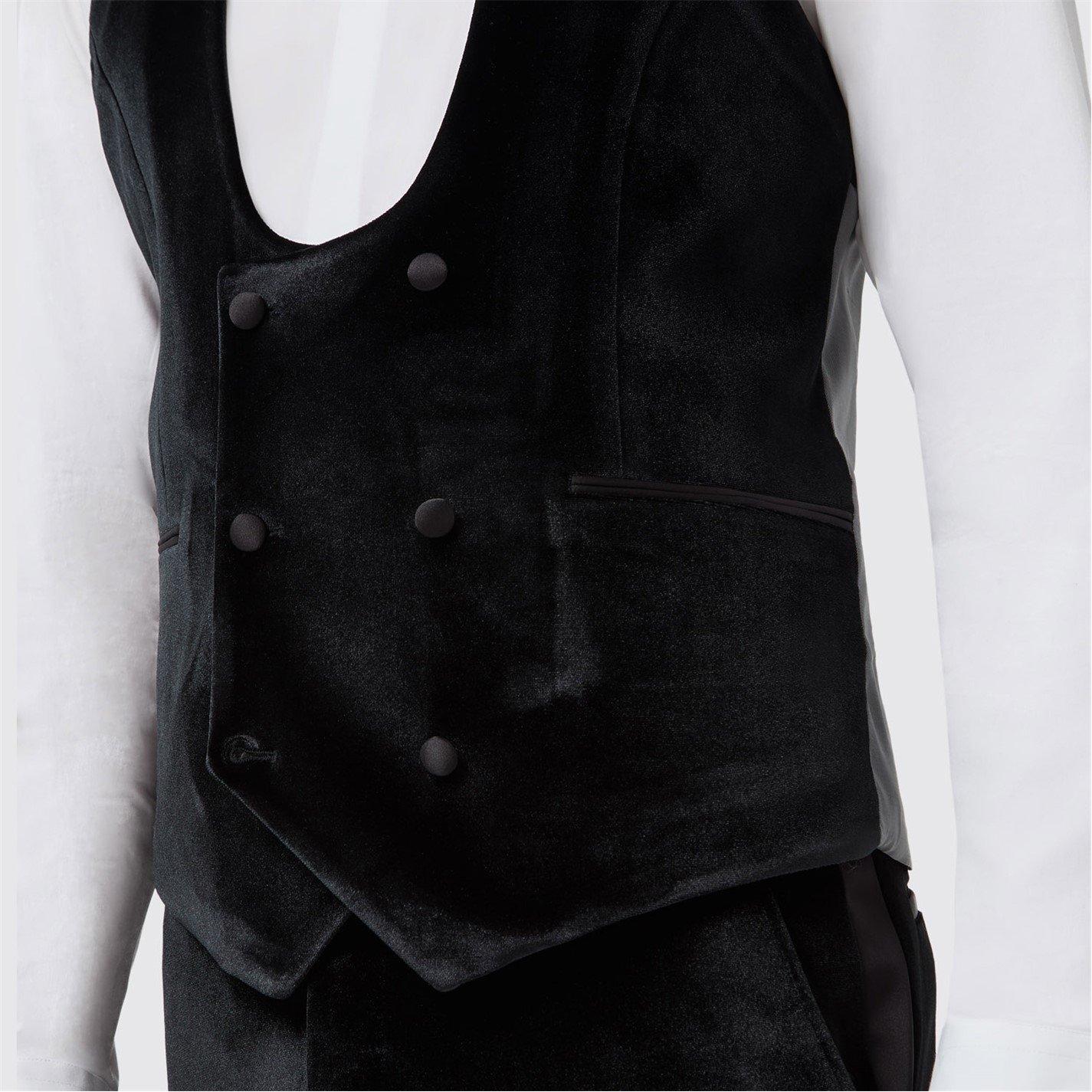 Black - Twisted Tailor - Sylvester Slim Fit Velvet Tux Waistcoat - 2