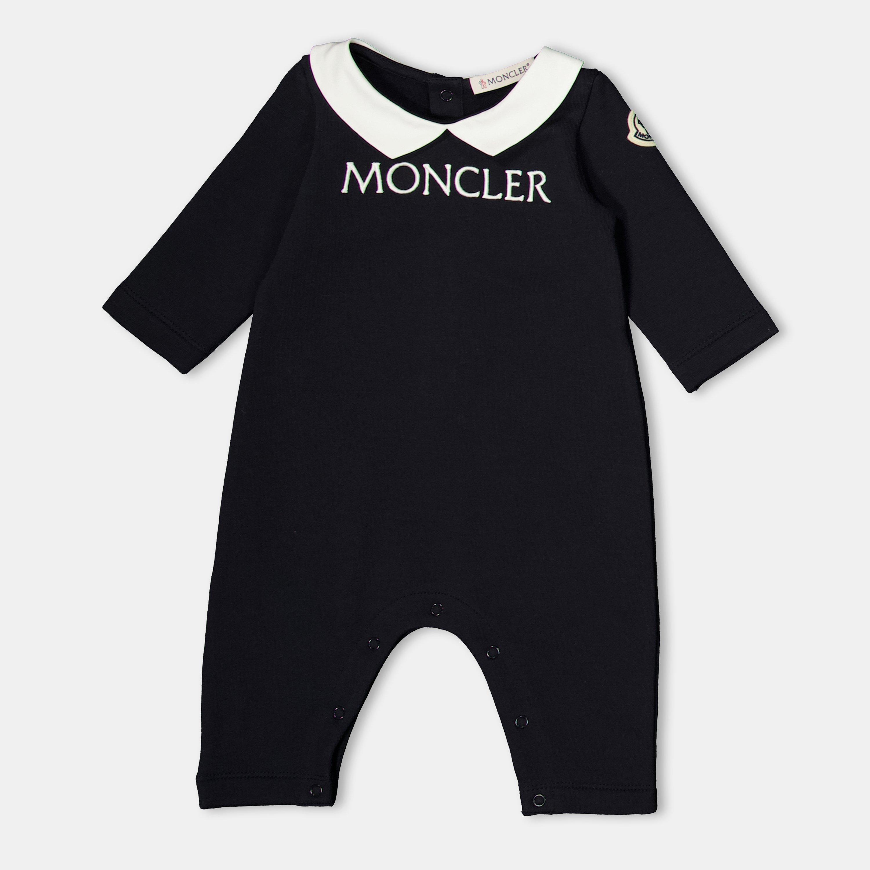 Moncler  Kids' Logo Insulated Winter Onesie - Navy 778 - Size 12-18 Mnth
