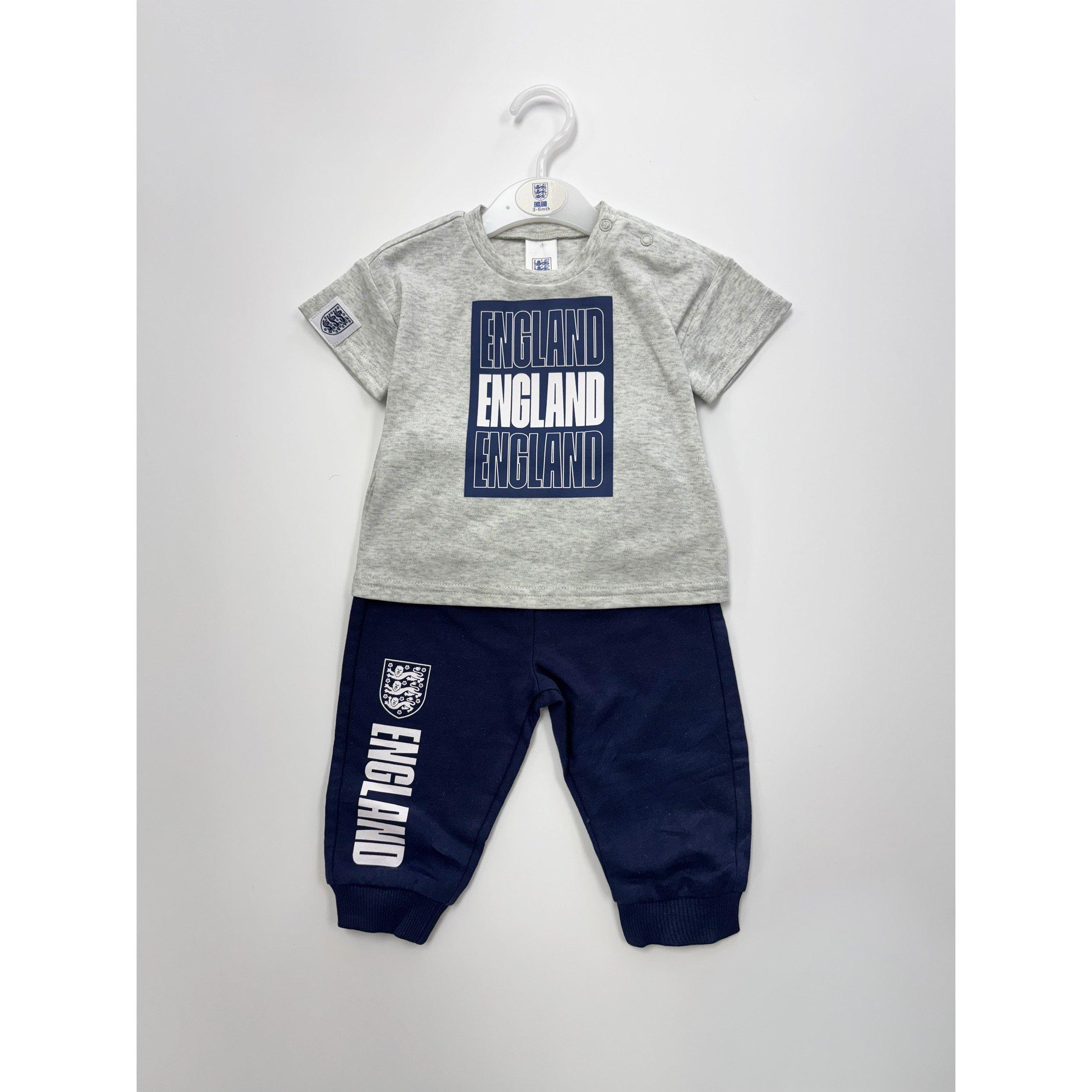 Grijs/Marineblauw/Wit - Team - England T-Shirt & Jog Pant Set - 1