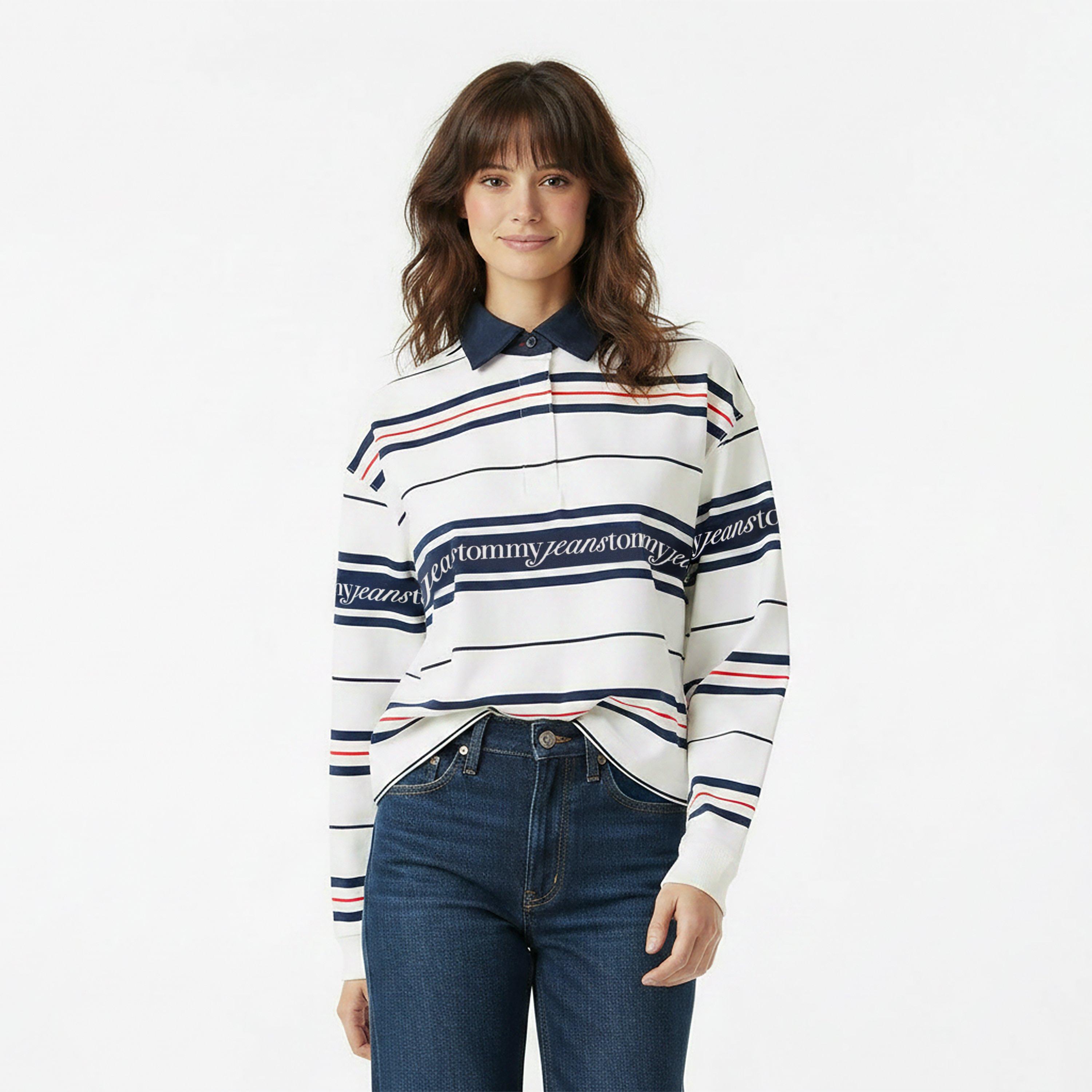Ecru - Tommy Jeans - Women's Rugby Polo Shirt - 3