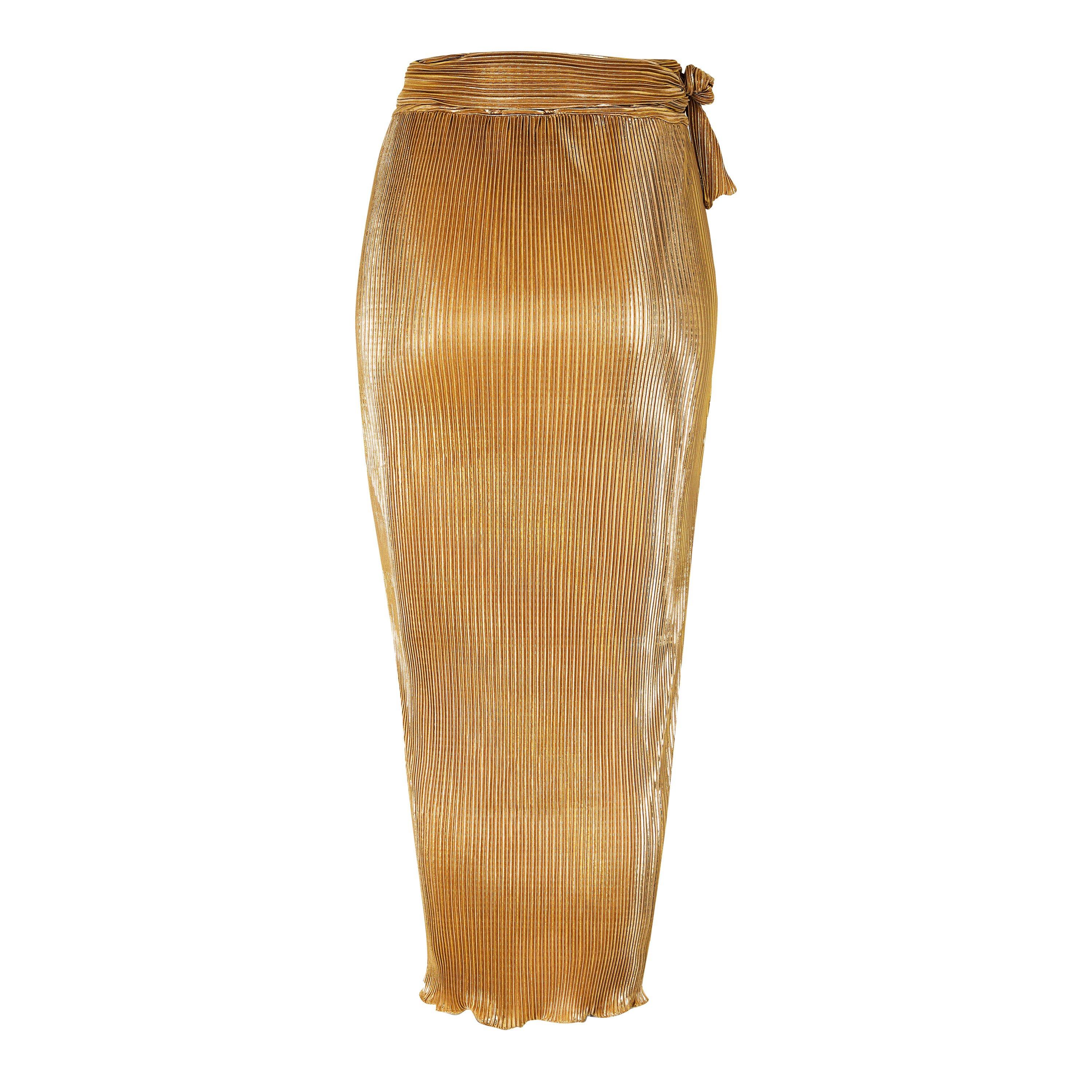 Never Fully Dressed Gold Plisse Jaspre Skirt | FRASERS