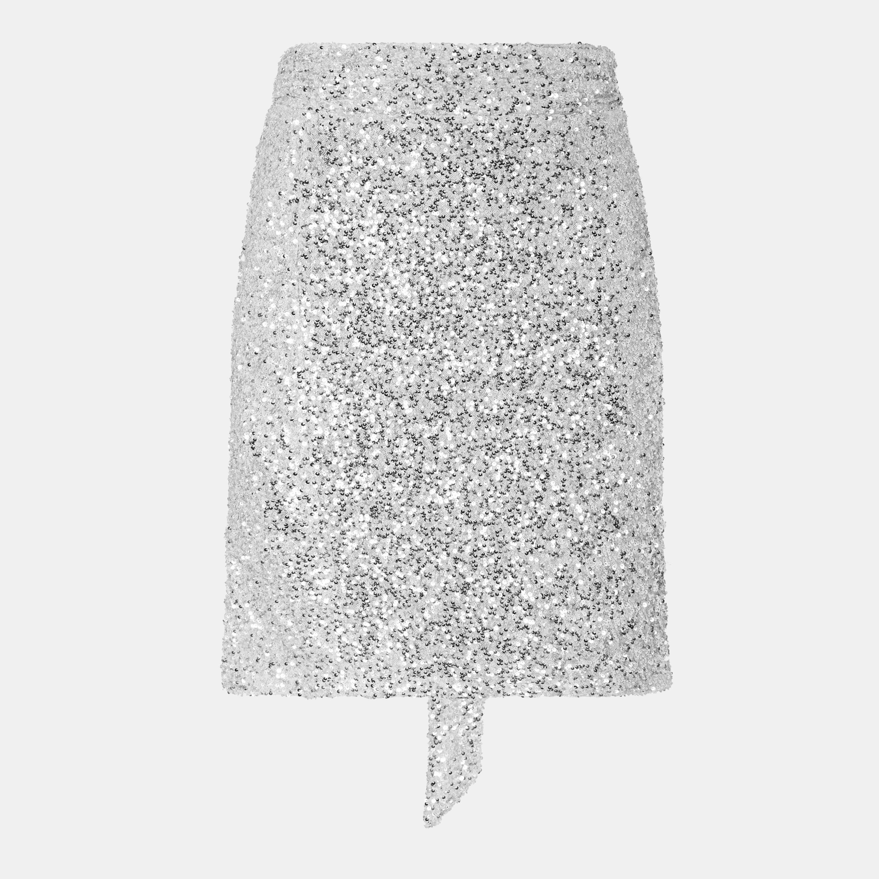 Never Fully Dressed Women's Sequin Jaspre Mini Skirt - Silver - 18 (2XL)