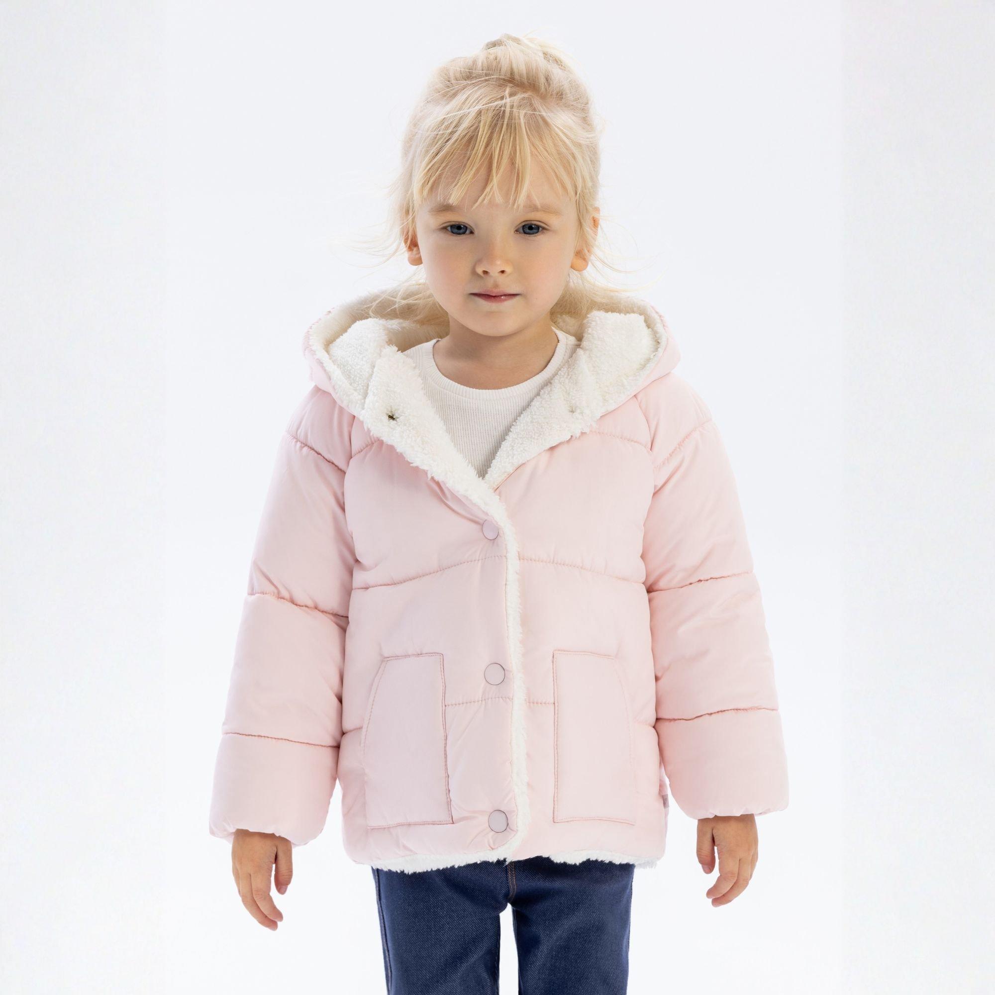 Rose clair - Minoti - Baby unisex padded jacket with faux fur trim light pink - 2