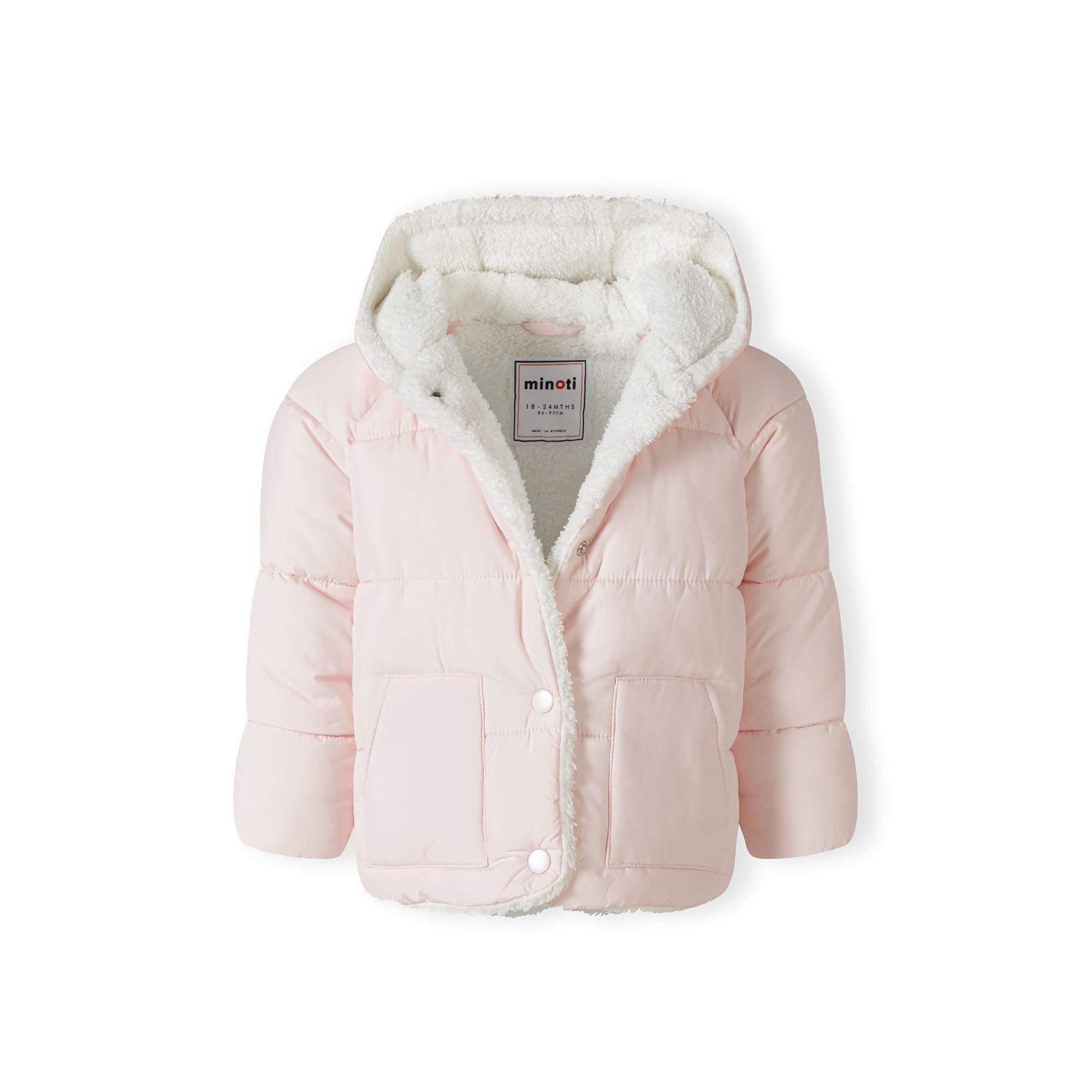 Rose clair - Minoti - Baby unisex padded jacket with faux fur trim light pink - 4