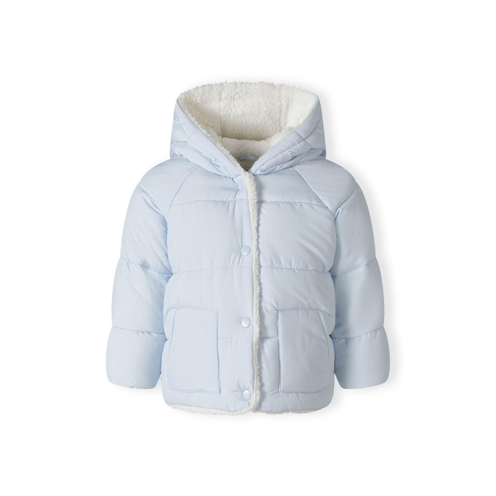 Light Blue - Minoti - Baby unisex padded jacket with faux fur trim light blue - 1