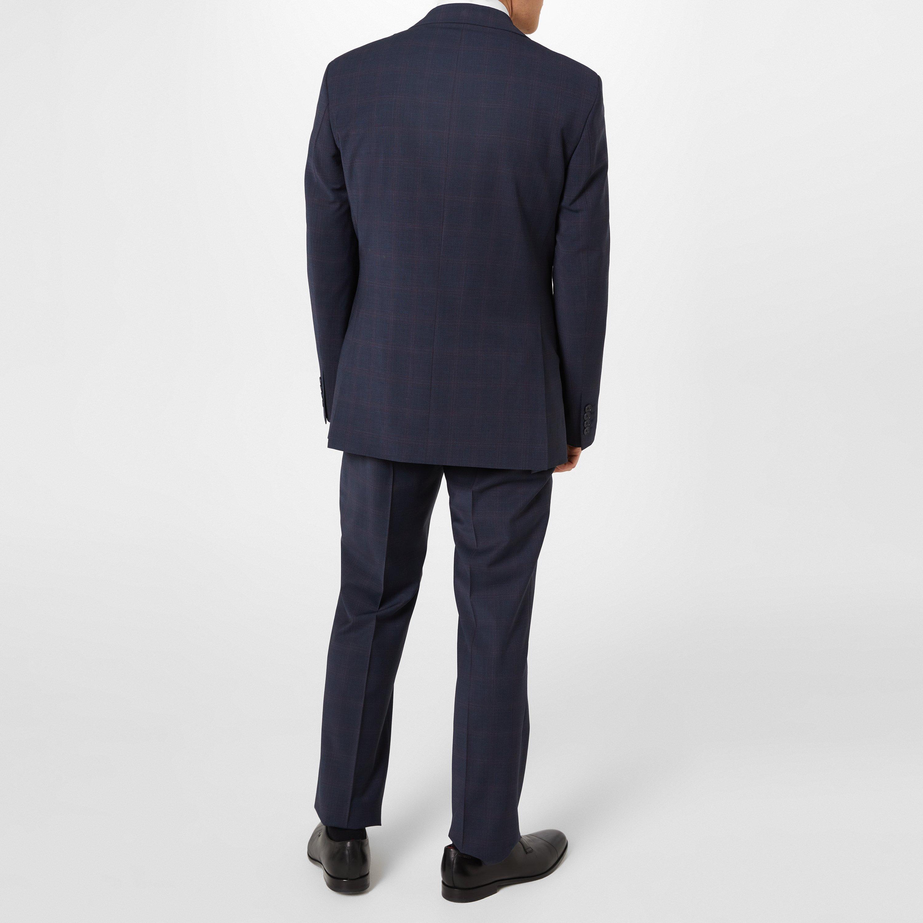 Navy/Berry - Ted Baker - Berry Over Check Waist Coat Mens - 3