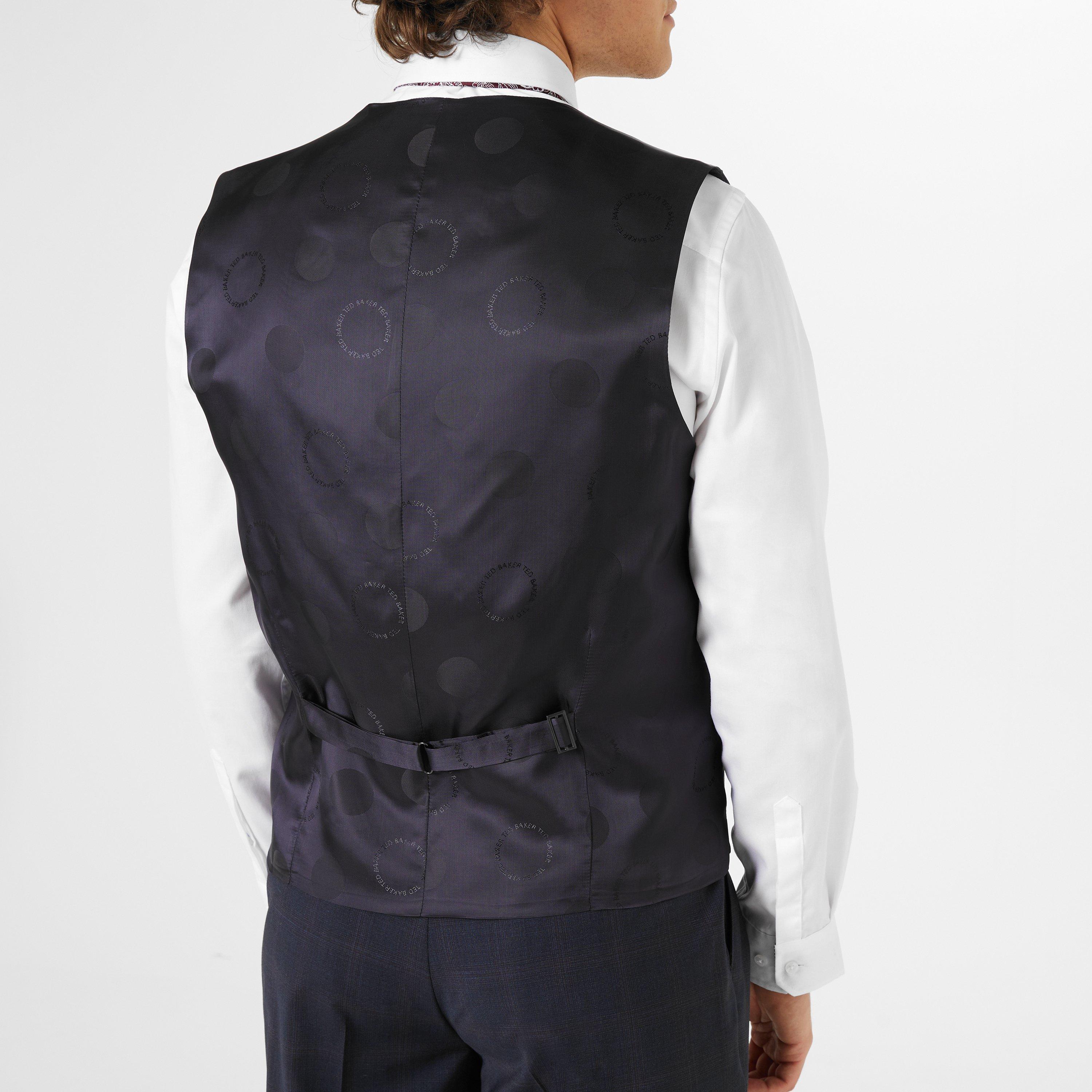 Navy/Berry - Ted Baker - Berry Over Check Waist Coat Mens - 5