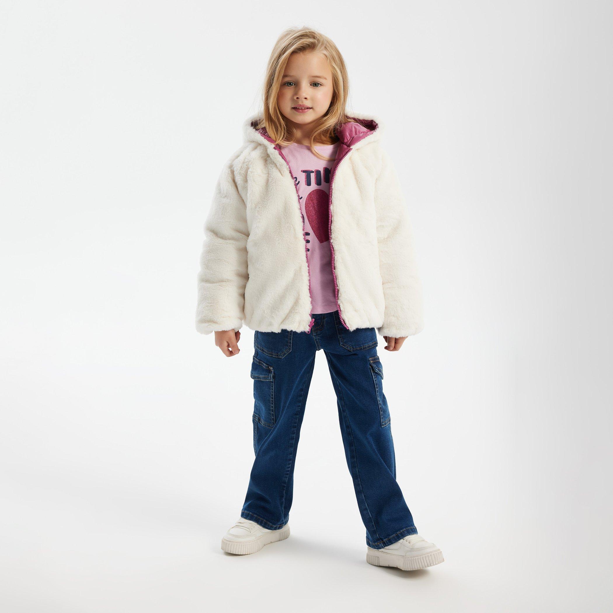 Mauve - Minoti - Girls padded reversible jacket metallic purple - 3