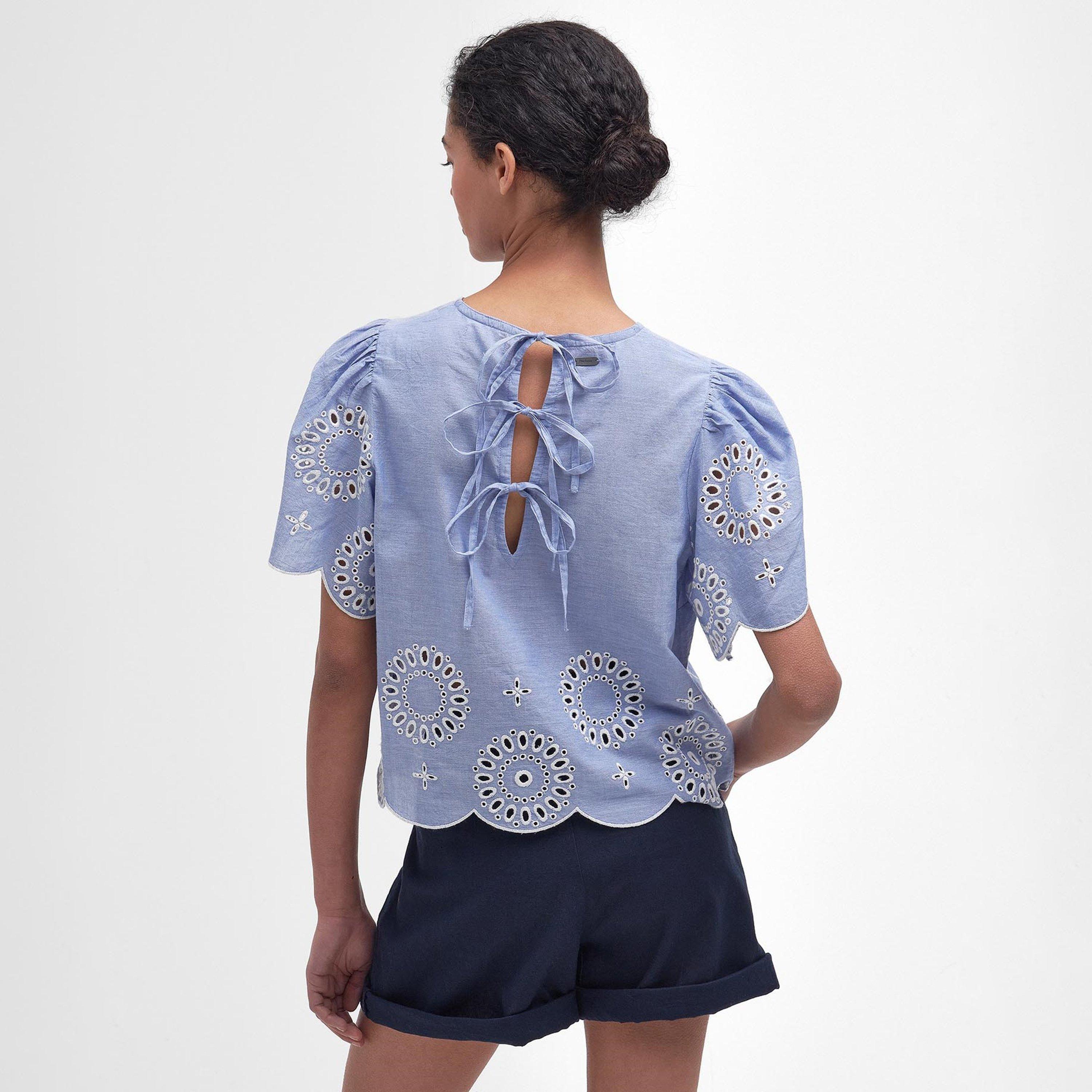 Blue Mist - Barbour - Juliette Embroidered Blouse - 3