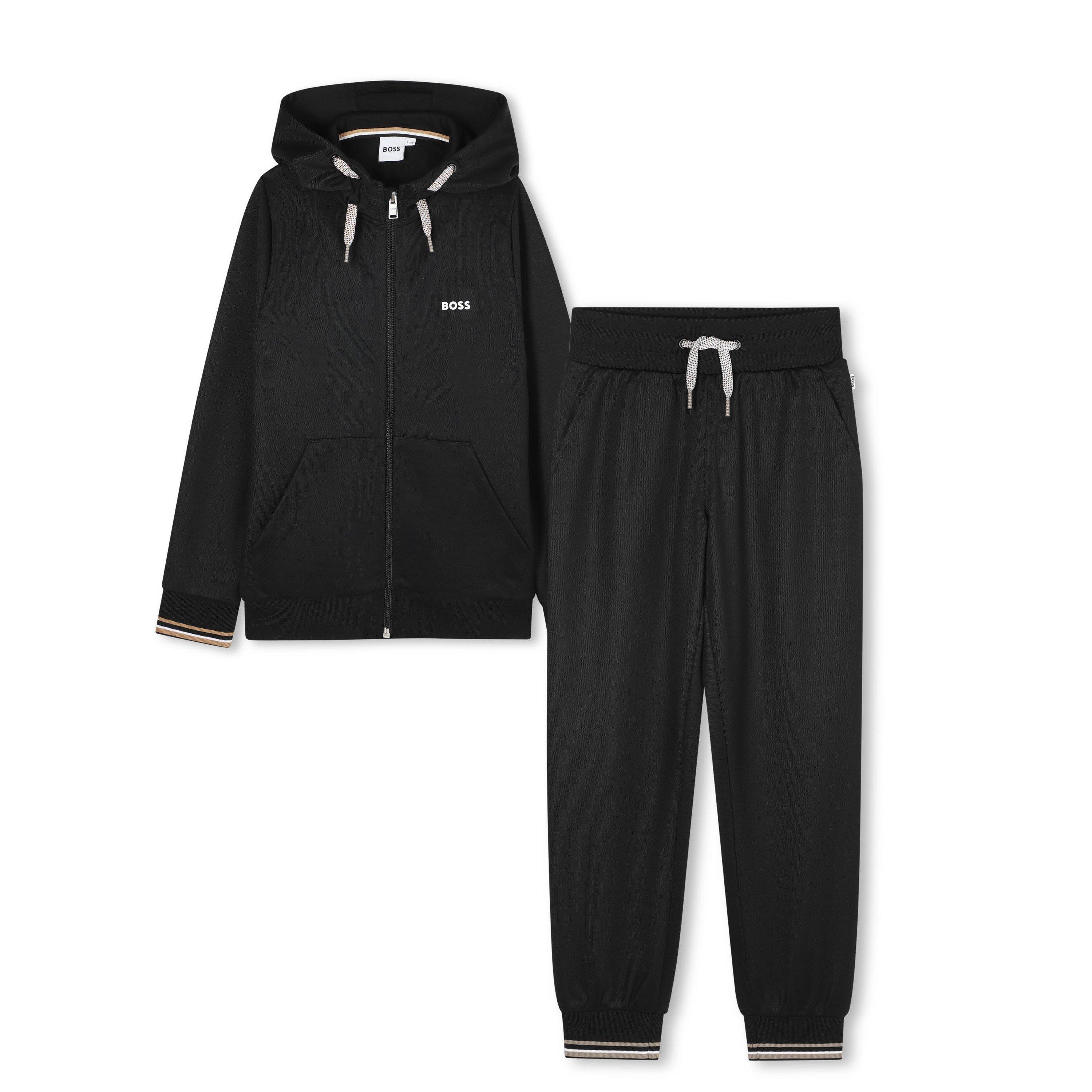Boss Kids' Full Zip Closed Hem Tracksuit Joggers - Black - Size 6 Yrs