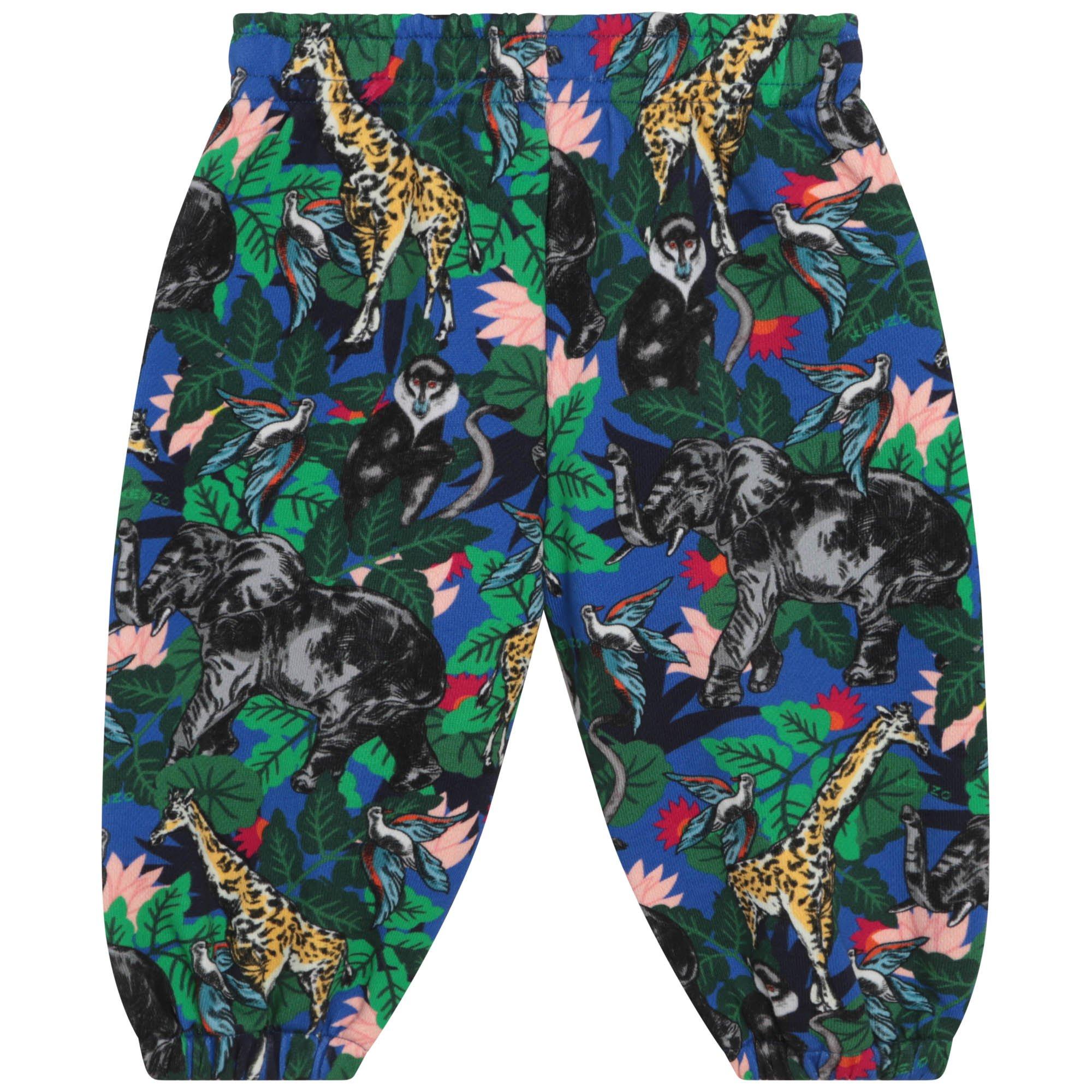 Blue - Kenzo - Kids' Safari Print Closed Hem Jersey Joggers - 2