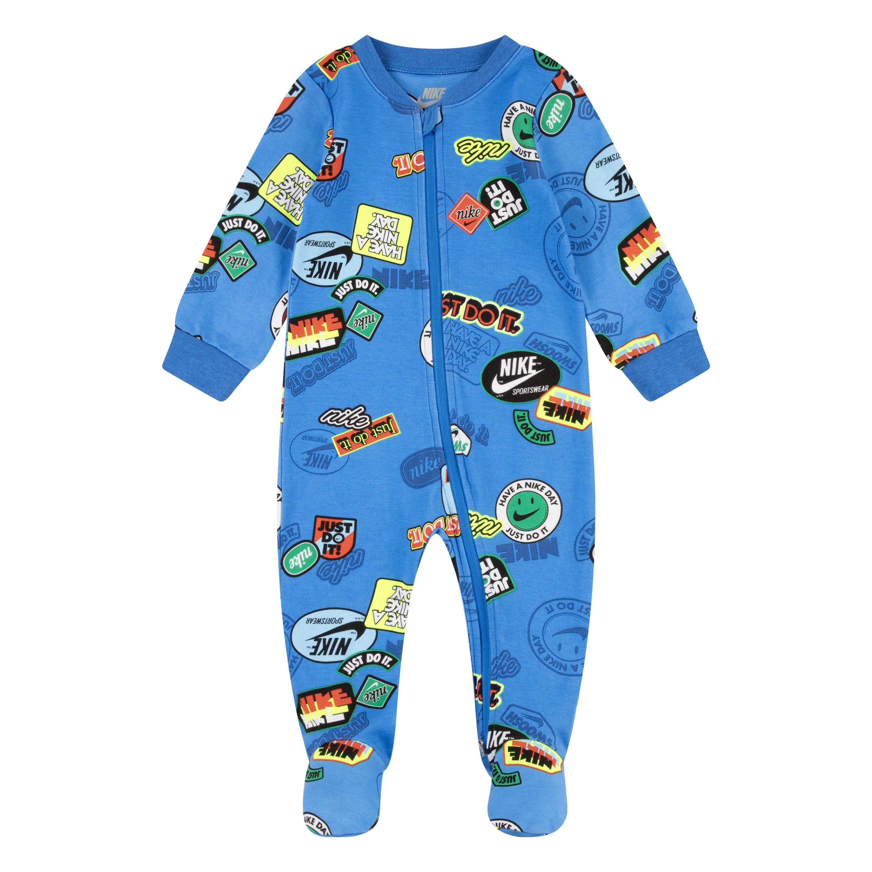 Nike  Kids' Aop Footed Coverall Onesie - Light Blue - 6-9 Mnth