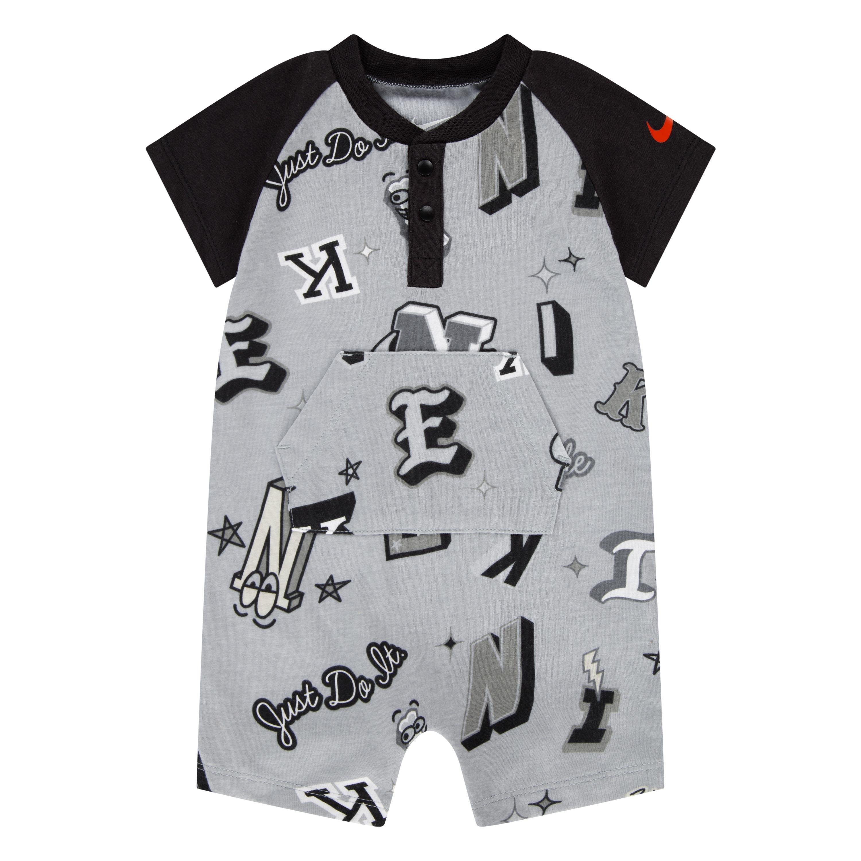 Nike  Kids' Next Gen All Over Print Tee Roma Onesies - Smoke Grey - 0-6 Mnth