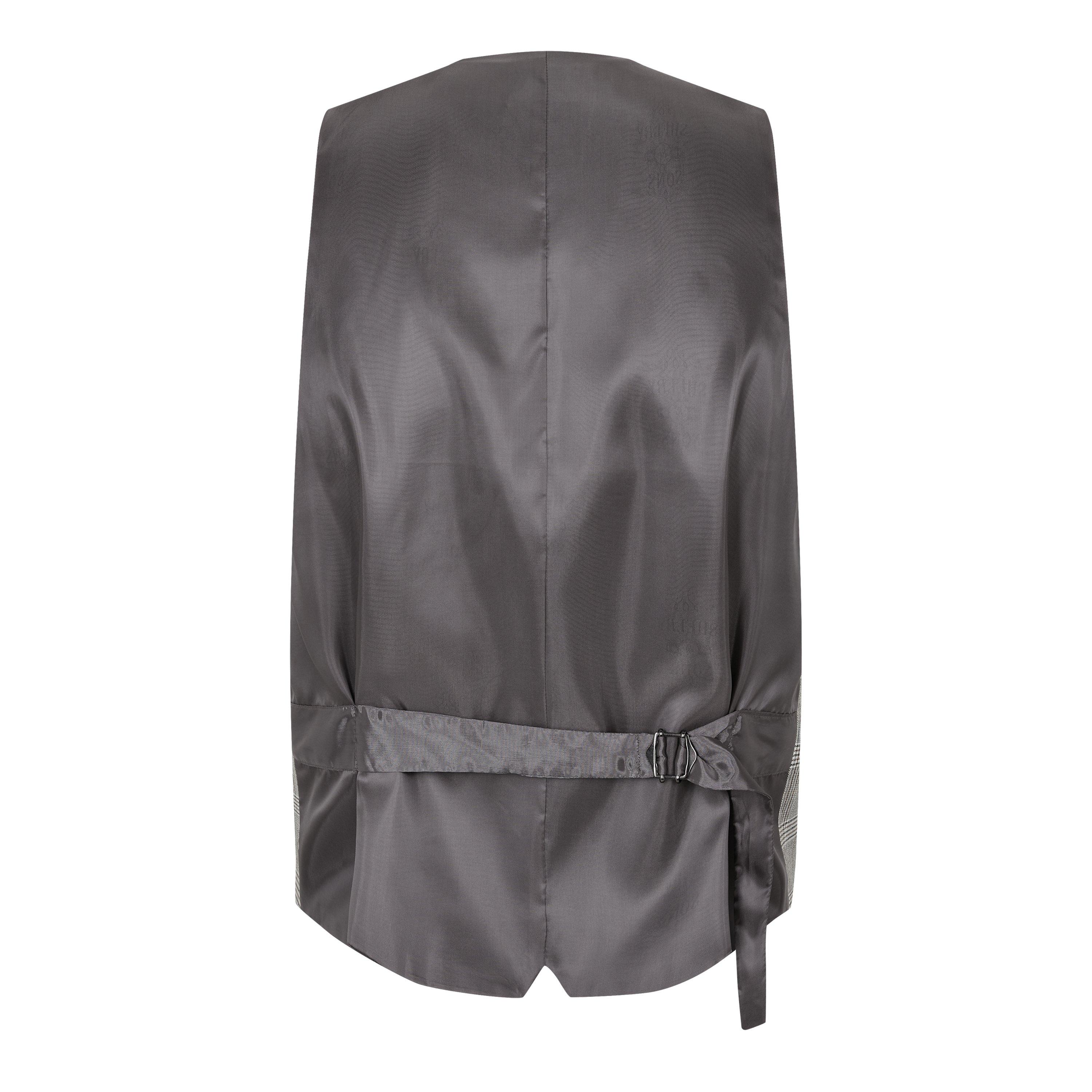 Light Khaki - Shelby and Sons - Men's Jessop Slim Fit Light Green Check Waistcoat - 2