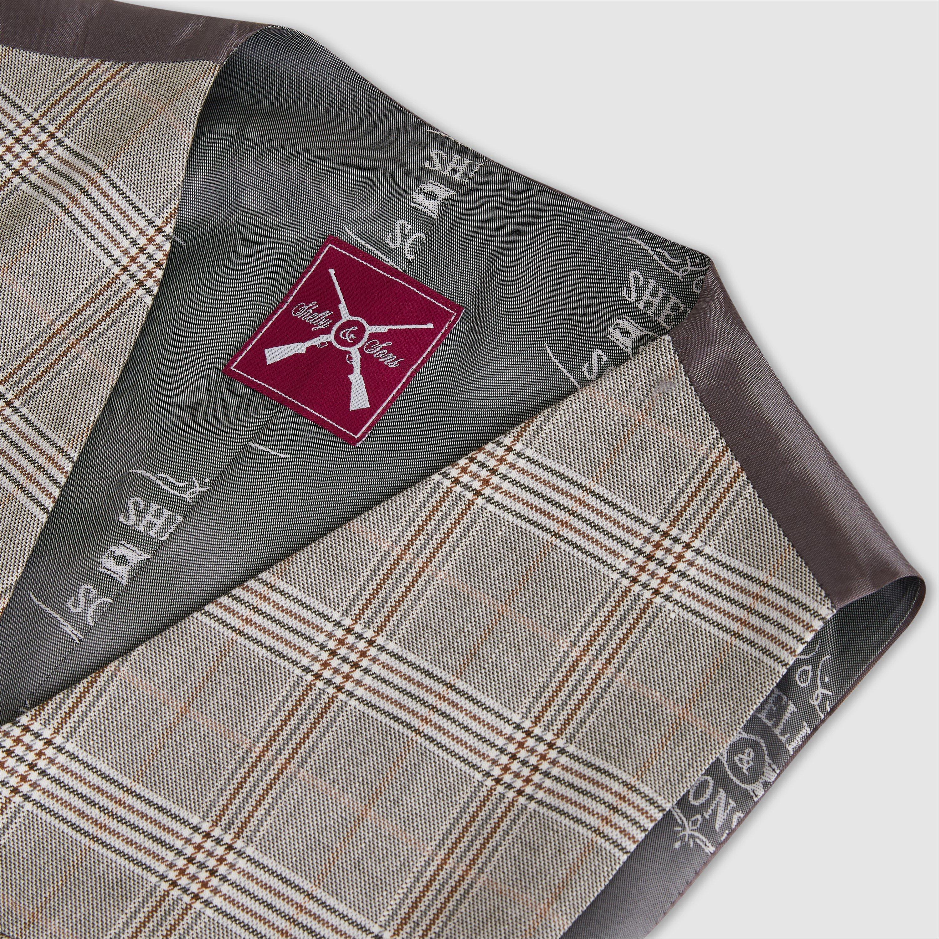 Light Khaki - Shelby and Sons - Men's Jessop Slim Fit Light Green Check Waistcoat - 3