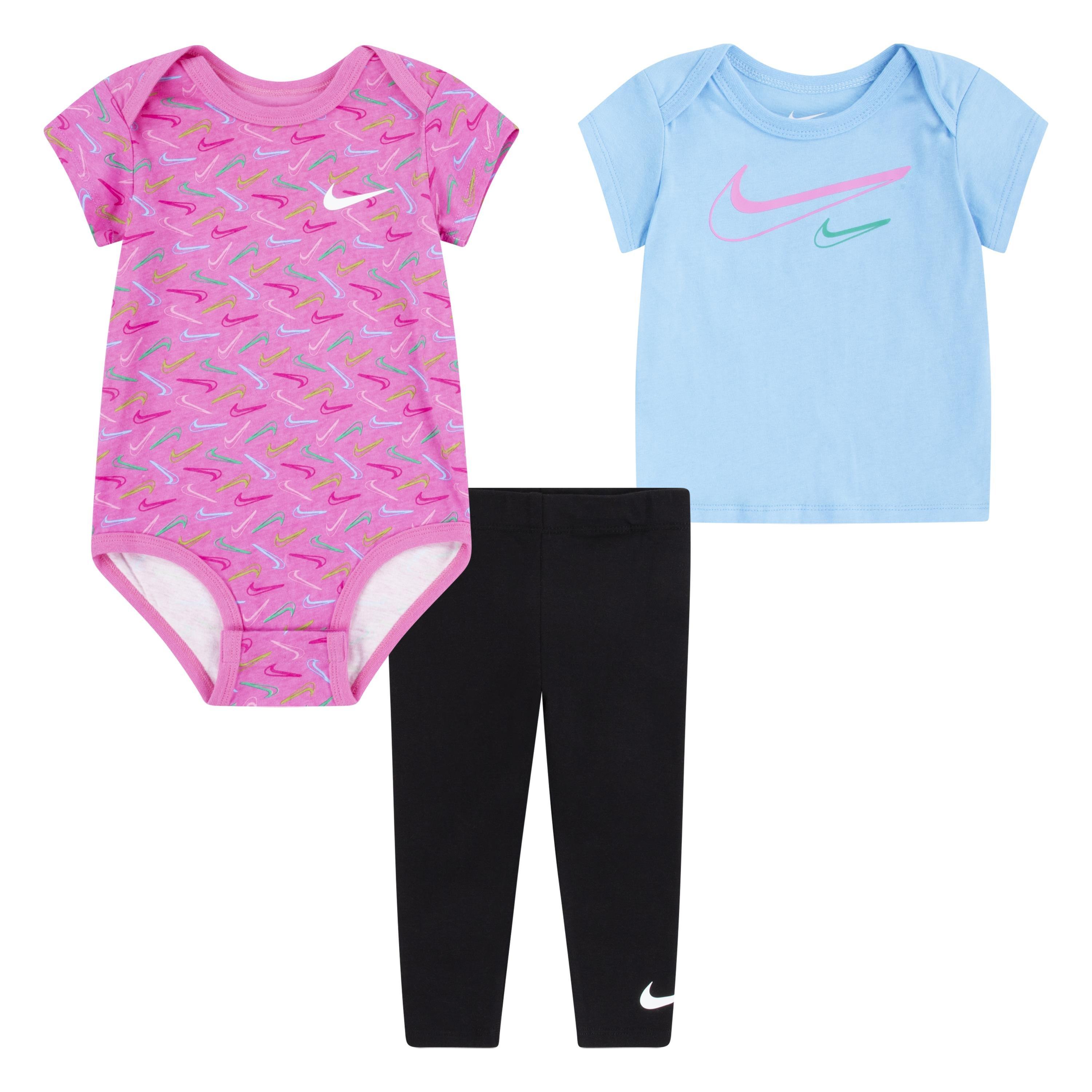 Black - Nike - Kids' Swoosh Logo 3 Piece Set Onesies - 1