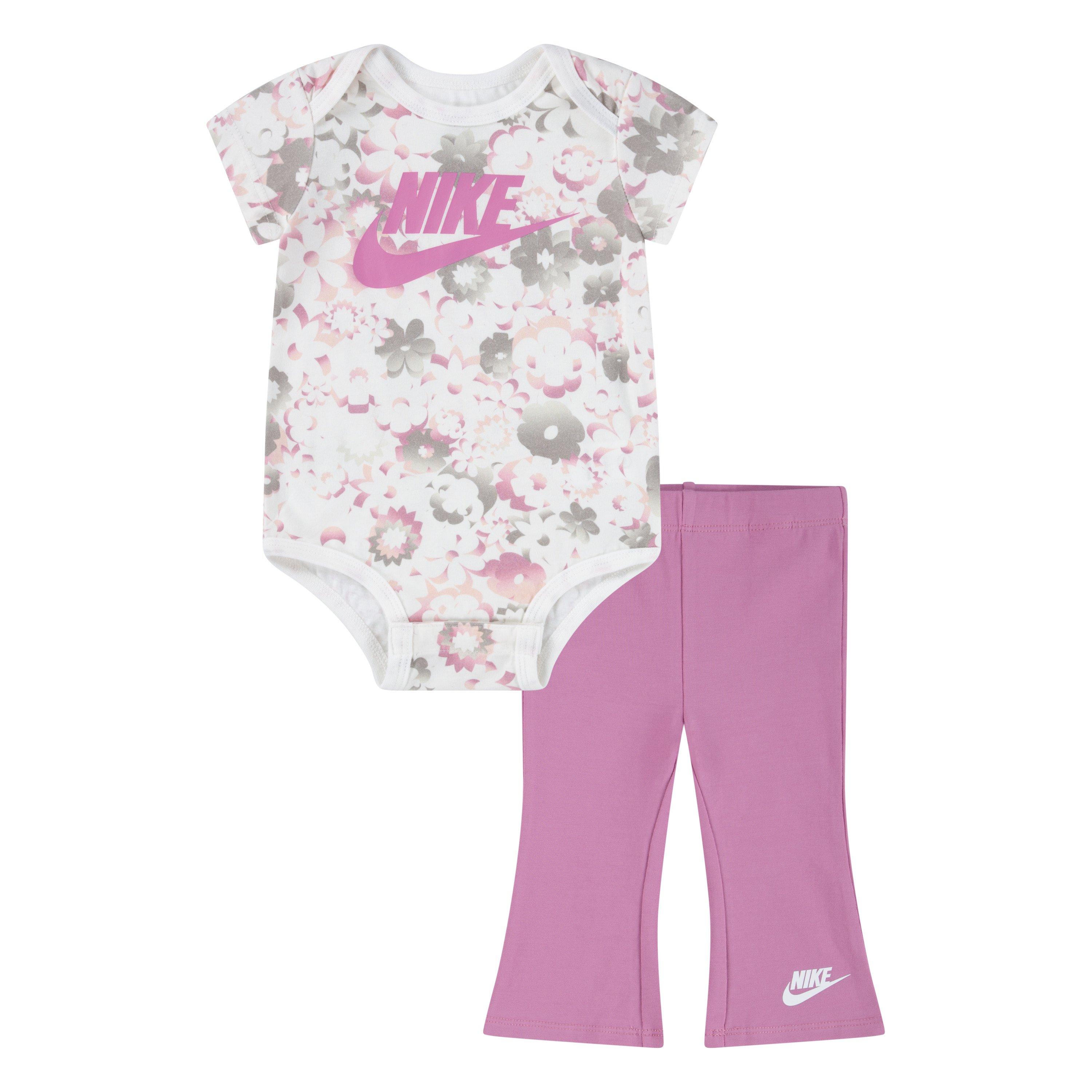Nike  Kids' Flow-Ral Bodysuit Legging Onesie - Magic Flamingo - 6-9 Mnth