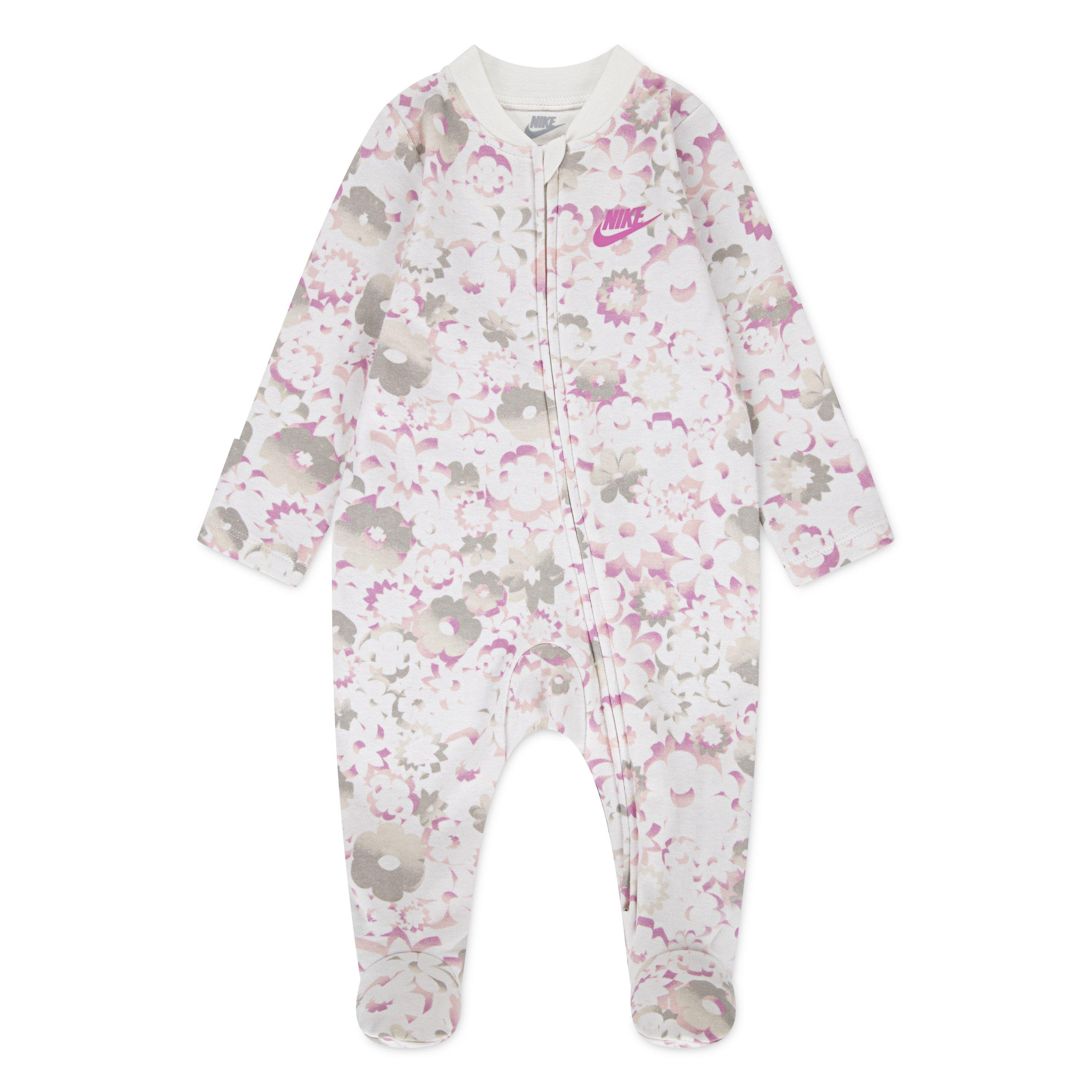Nike  Kids' Flow-Ral All Over Print Footed Coverall Onesie - Sail - 6-9 Mnth