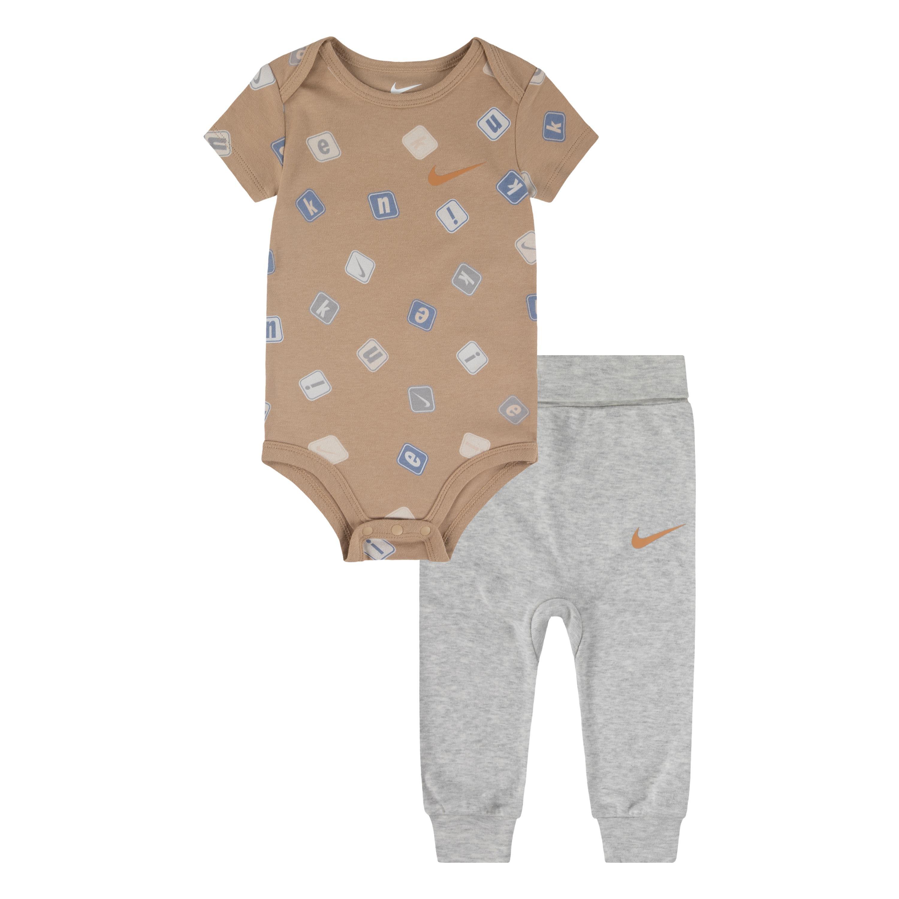 Nike  Newborn Kids' Aop Bodysuit Legging Set - Grey Heather - 0-3 Mnth