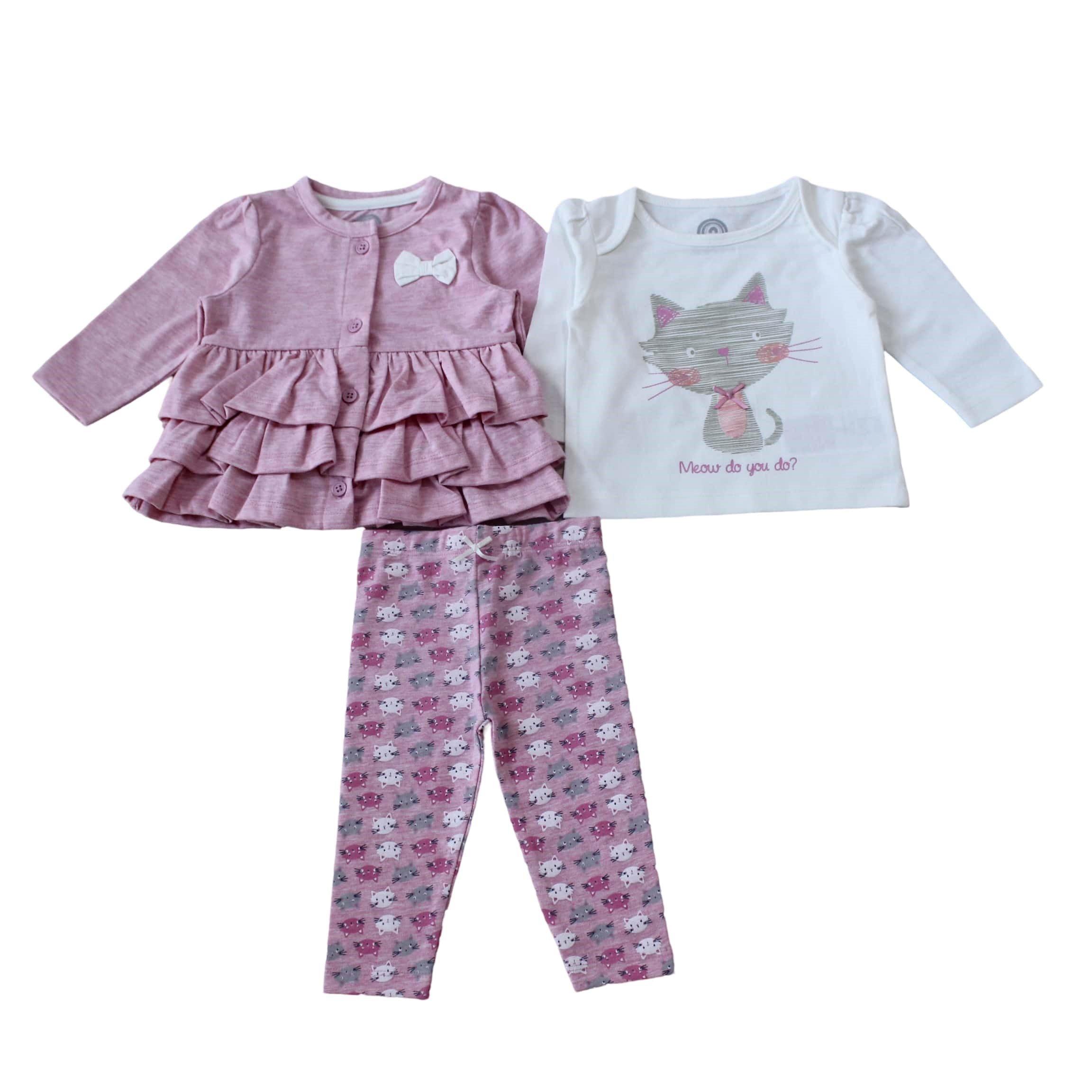 Pink - Hello World - Toddler Girls 3-Piece Outfit Set - 1