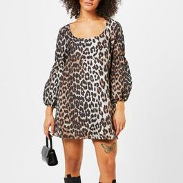 Ganni Leopard Jacquard Mini Dress