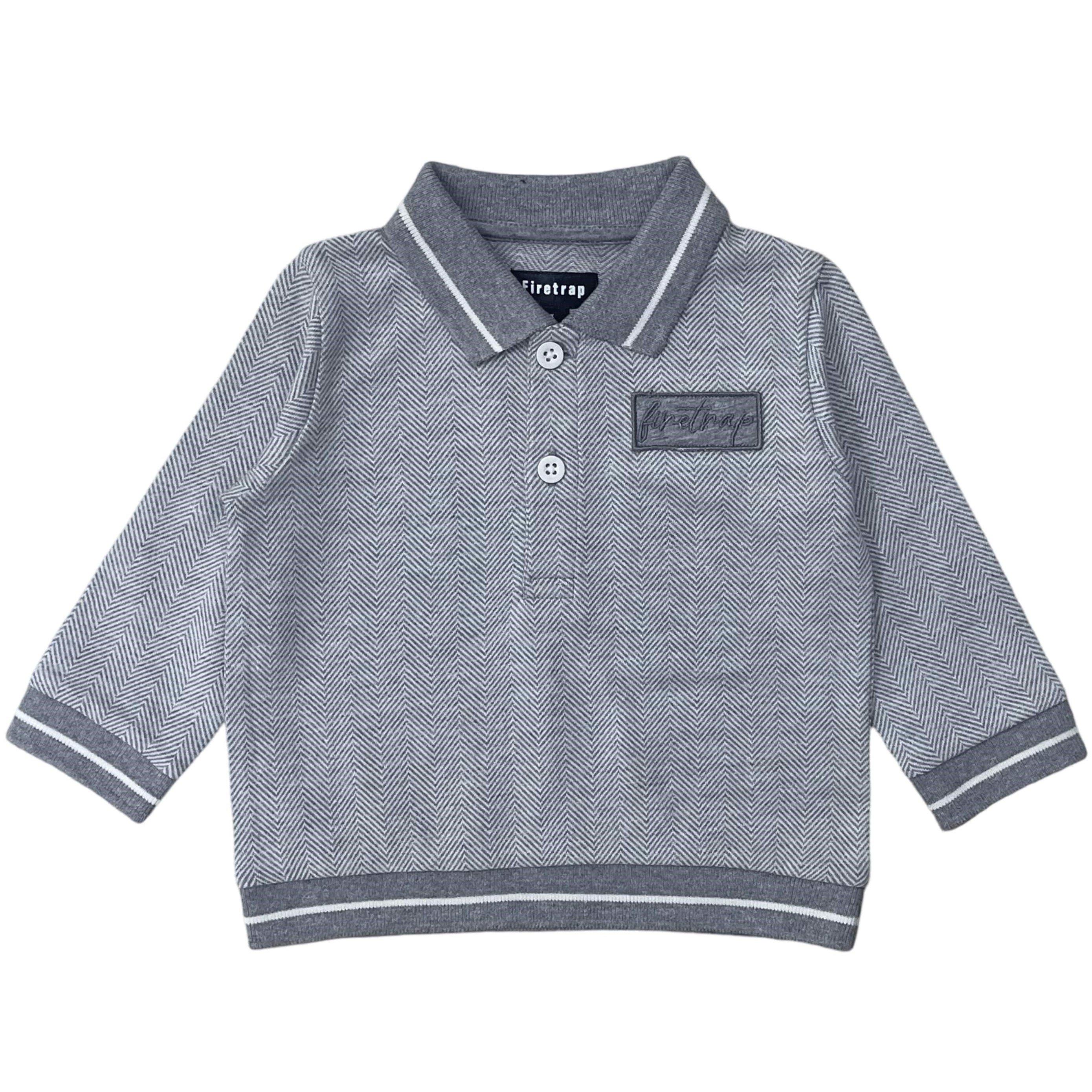 Grey - Firetrap - Boys Herringbone Polo & Jogger Set - 2