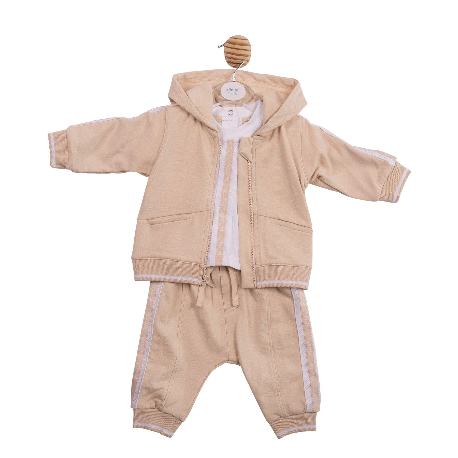 Beige - Mintini Baby - Baby 3-Piece Jog Set - 1