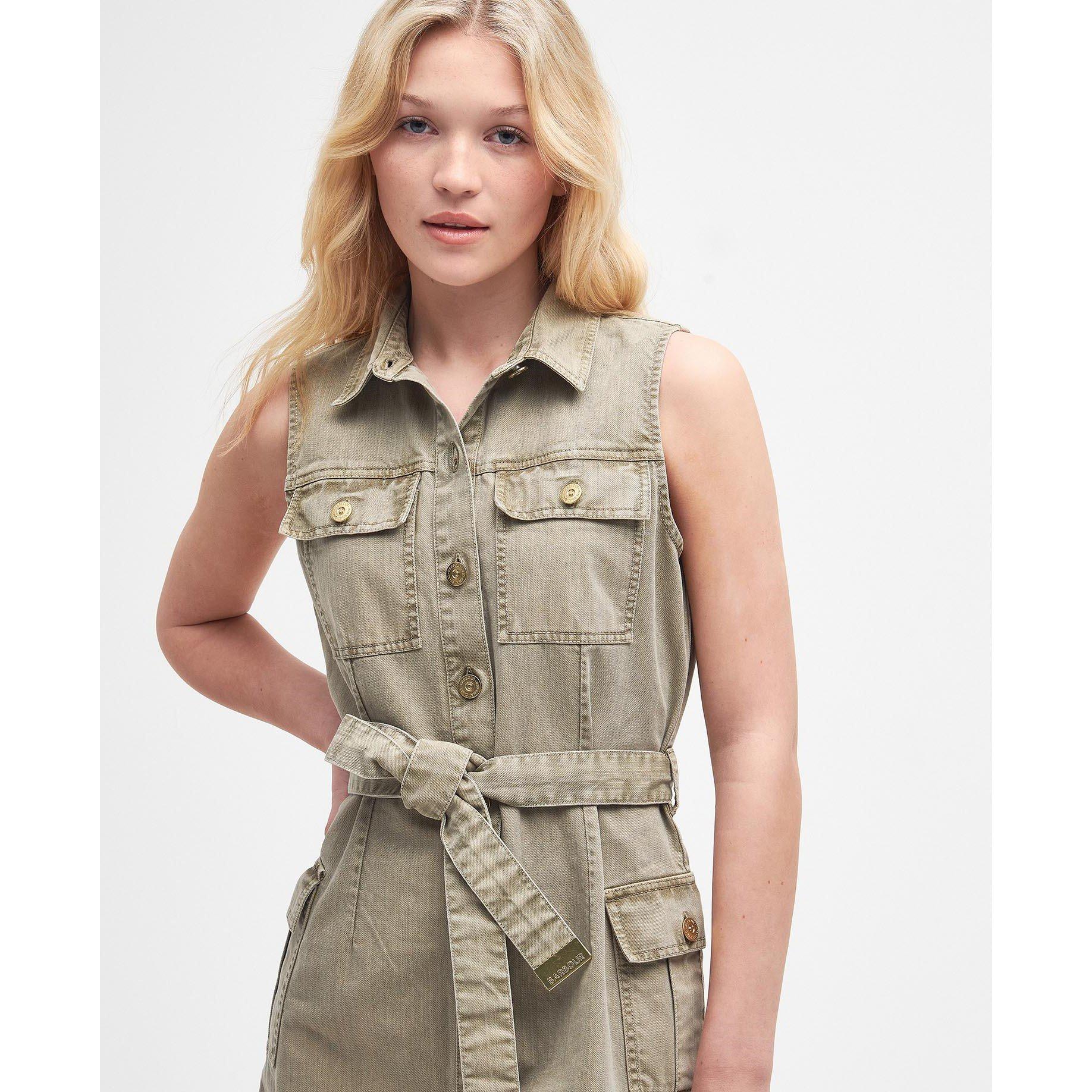 Washed Khaki - Barbour International - Tamsin Denim Mini Dress - 3