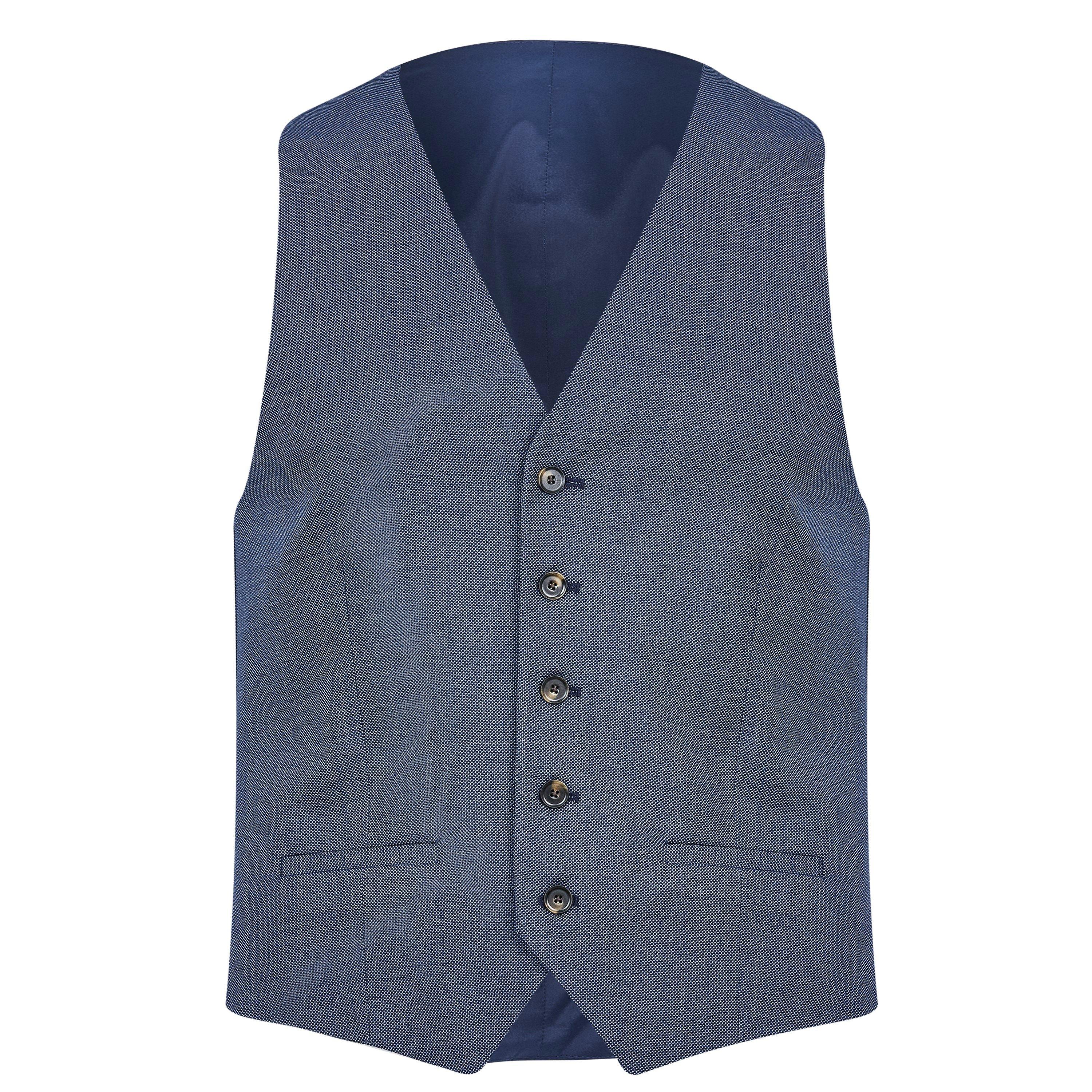 Blue - Richard James - Wilder Tailored Fit Birdseye Waistcoat - 1
