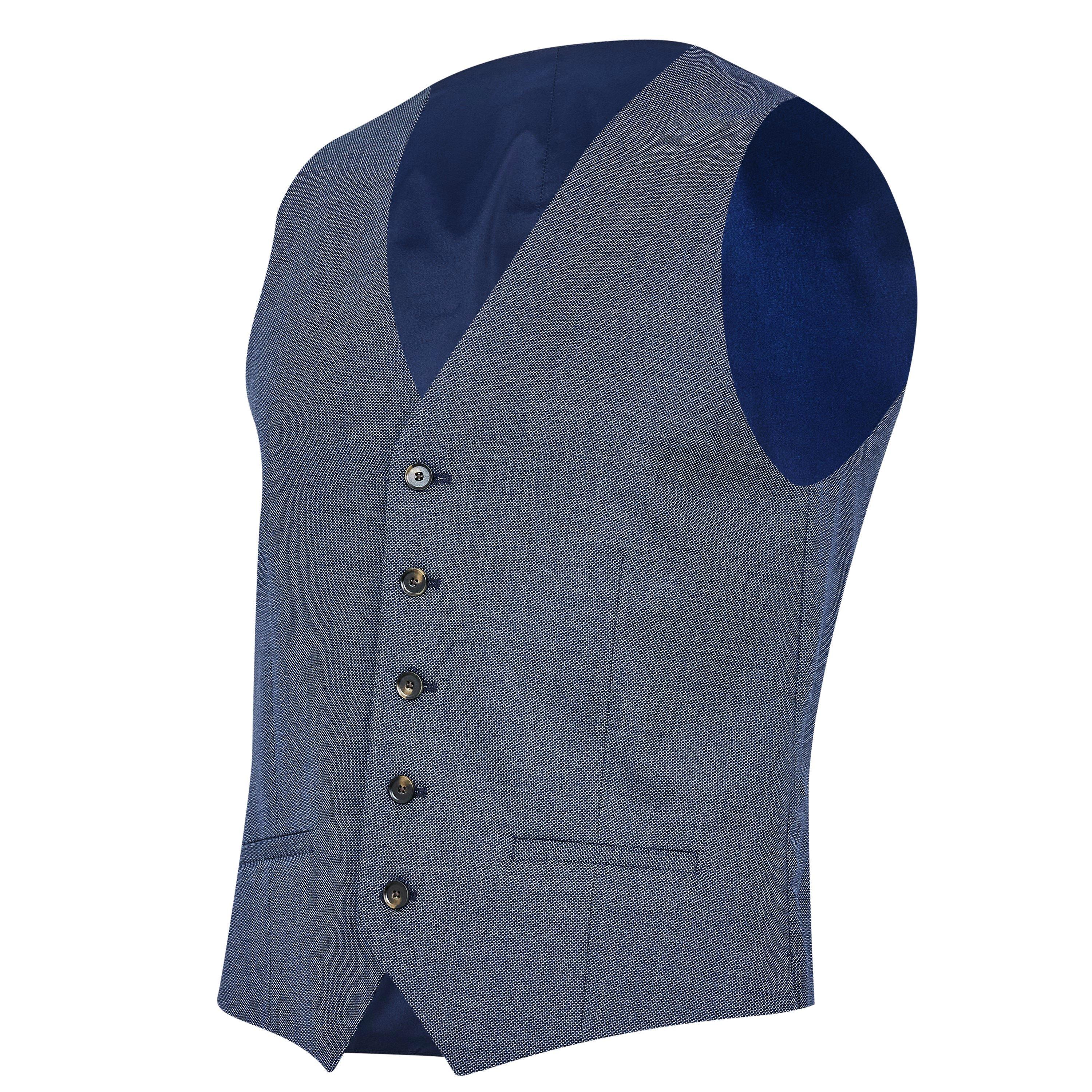 Blue - Richard James - Wilder Tailored Fit Birdseye Waistcoat - 8