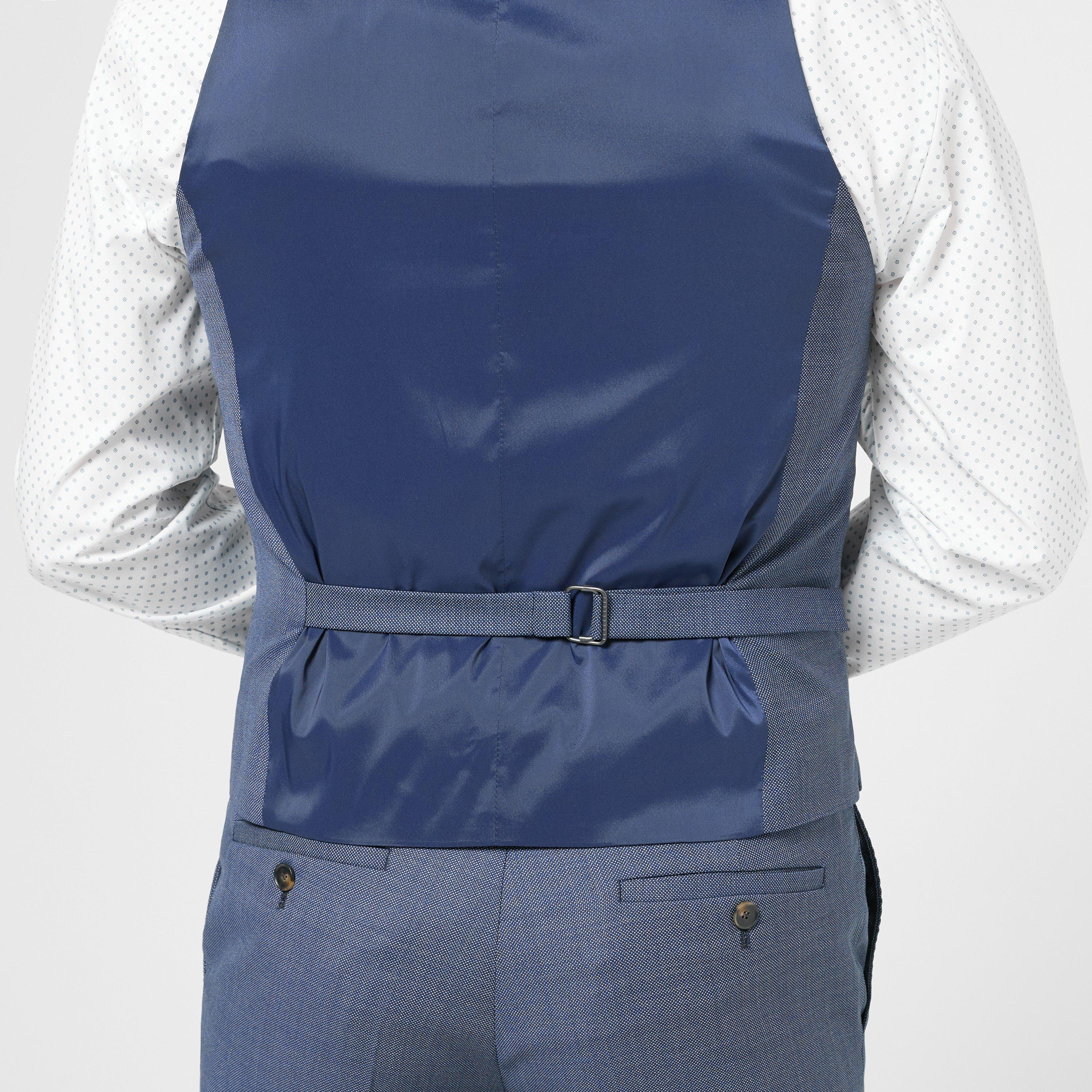 Blue - Richard James - Wilder Tailored Fit Birdseye Waistcoat - 5
