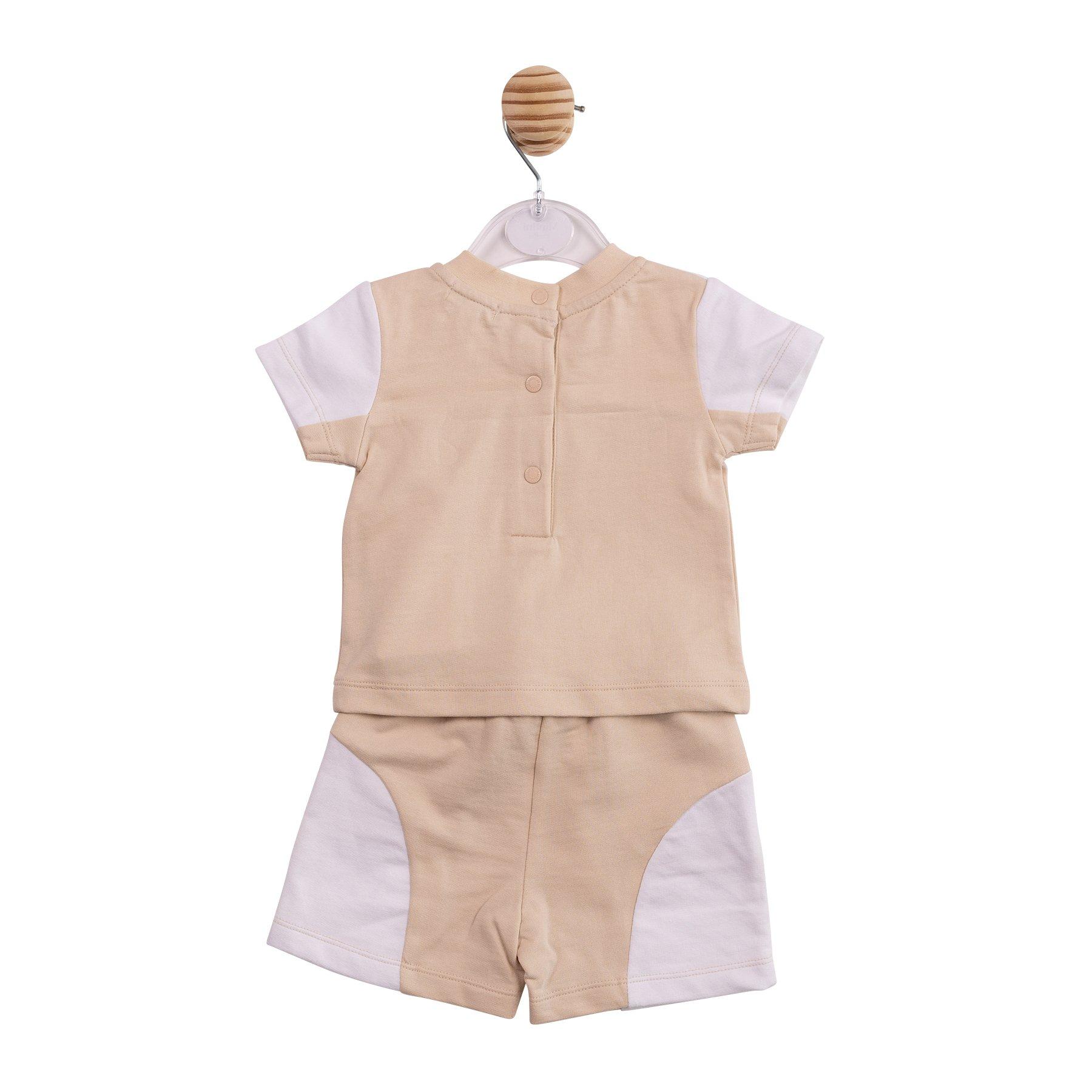 White/Beige - Mintini Baby - Baby Top and Short Set - 2
