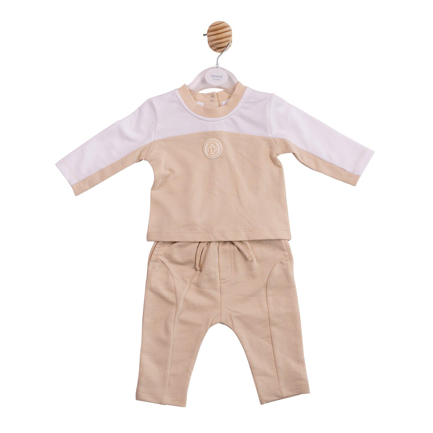 White/Beige - Mintini Baby - Baby Top and Trouser Set - 1