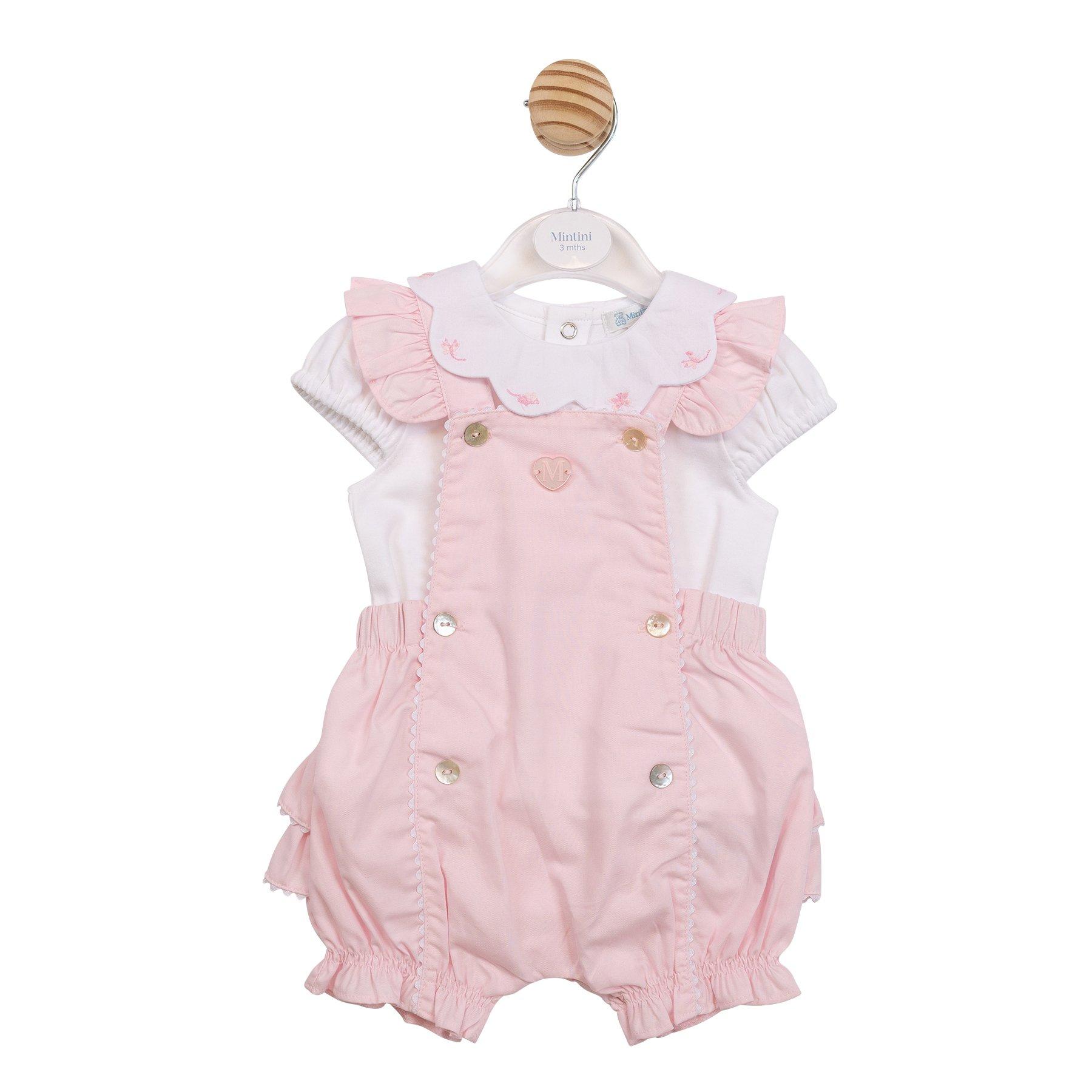 White/Pink - Mintini Baby - Baby Top and Bloomer Set - 1