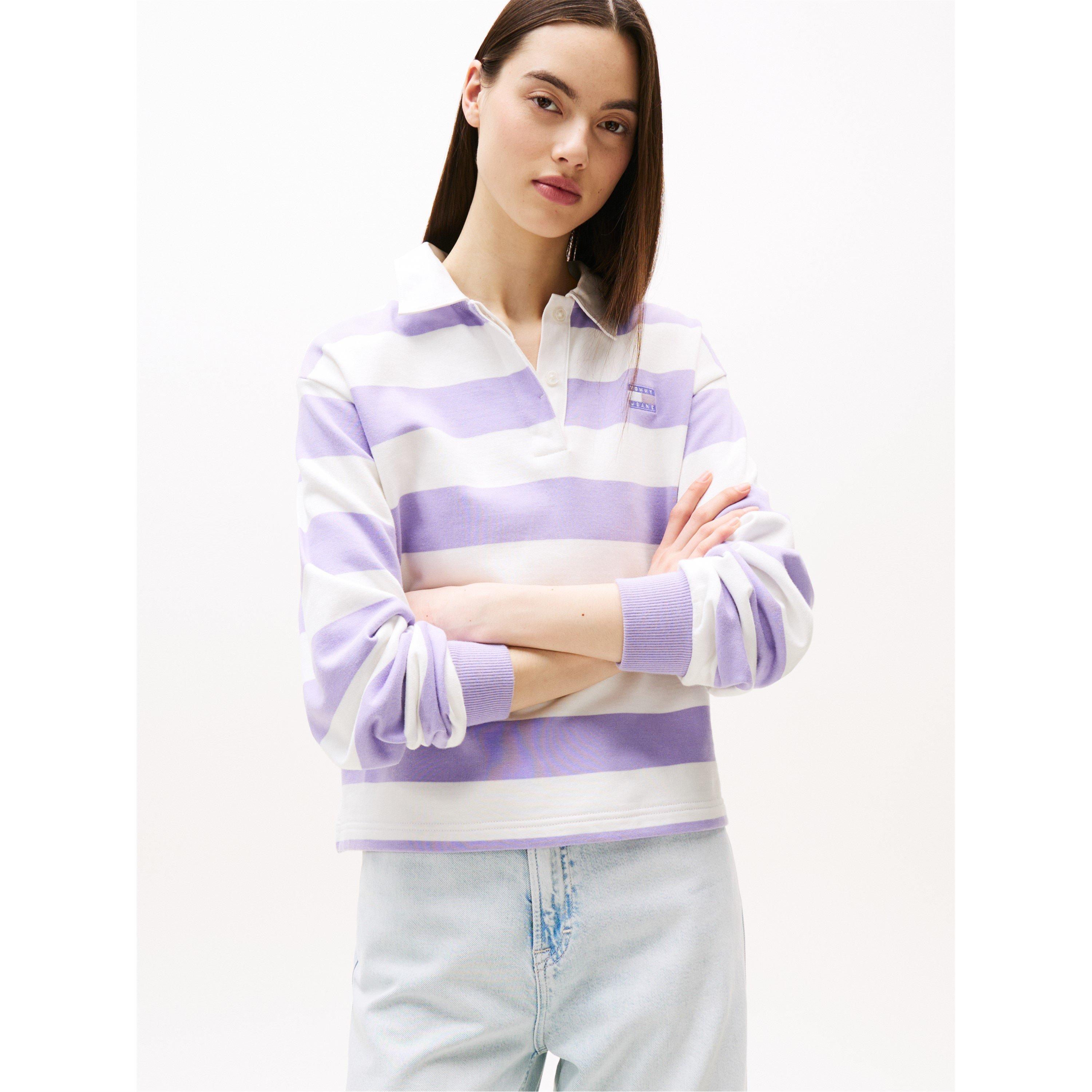 Ophelia Purple - Tommy Jeans - Women's TJ Badge Rugby Polo Shirt - 2