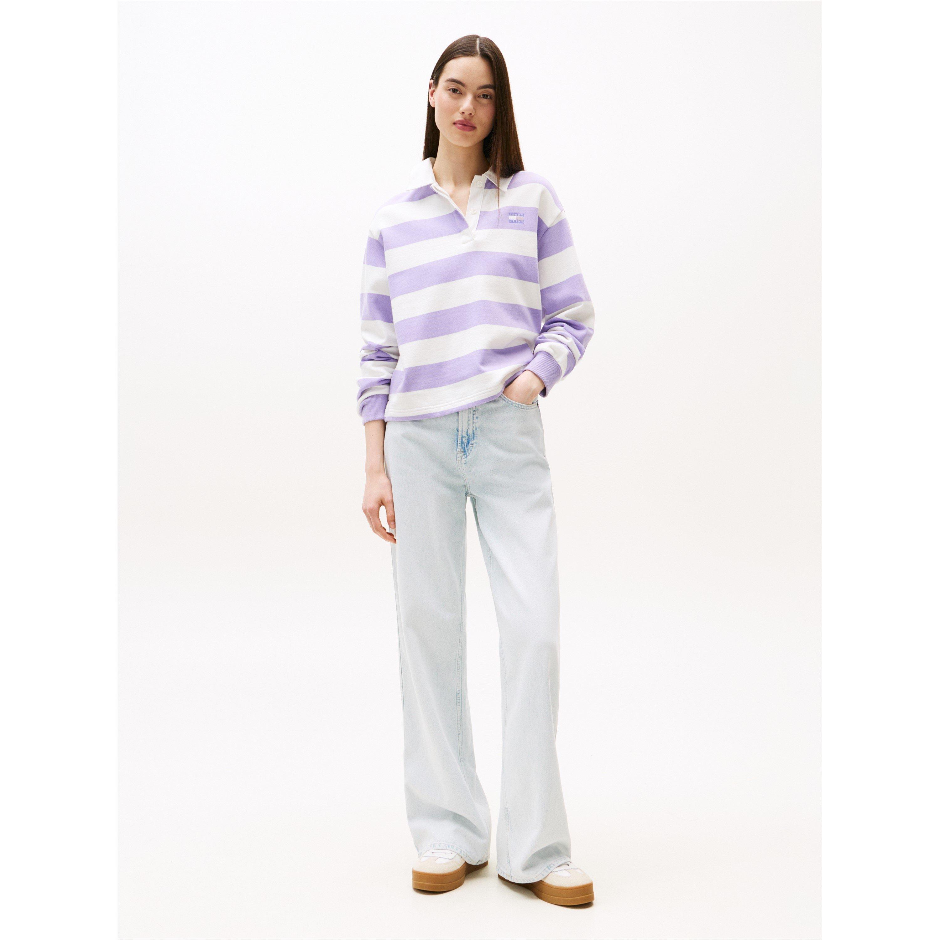 Ophelia Purple - Tommy Jeans - Women's TJ Badge Rugby Polo Shirt - 3