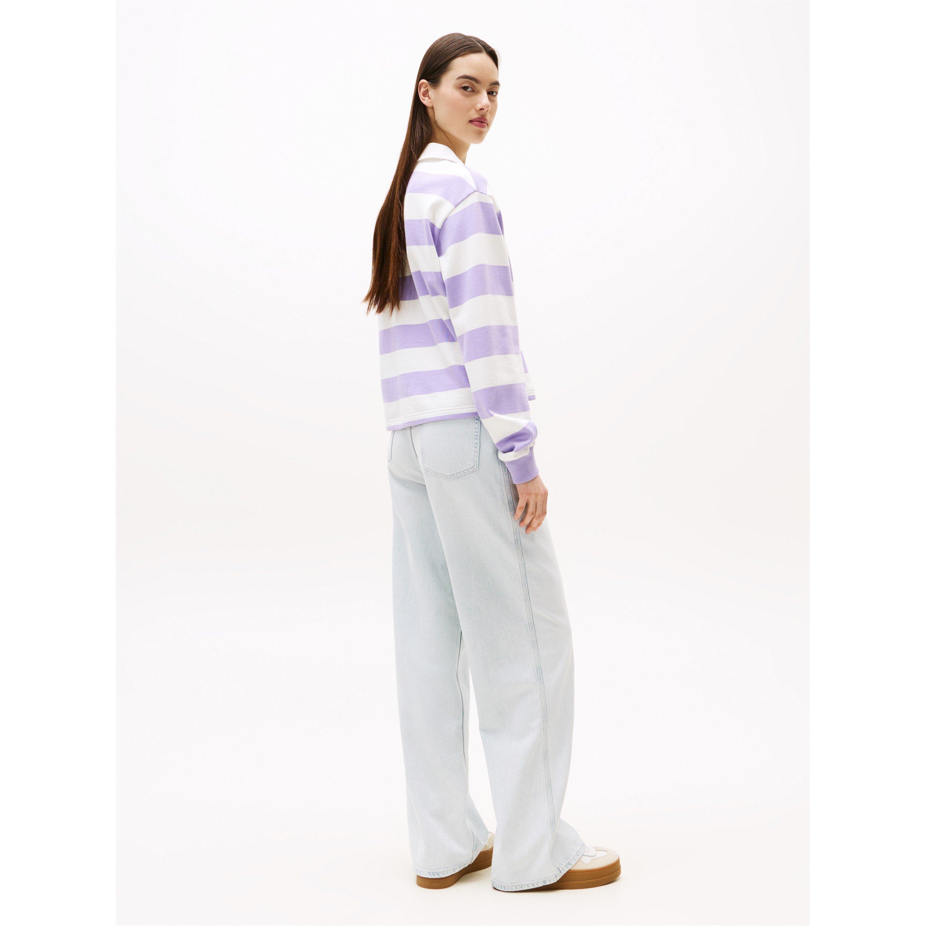 Ophelia Purple - Tommy Jeans - Women's TJ Badge Rugby Polo Shirt - 4