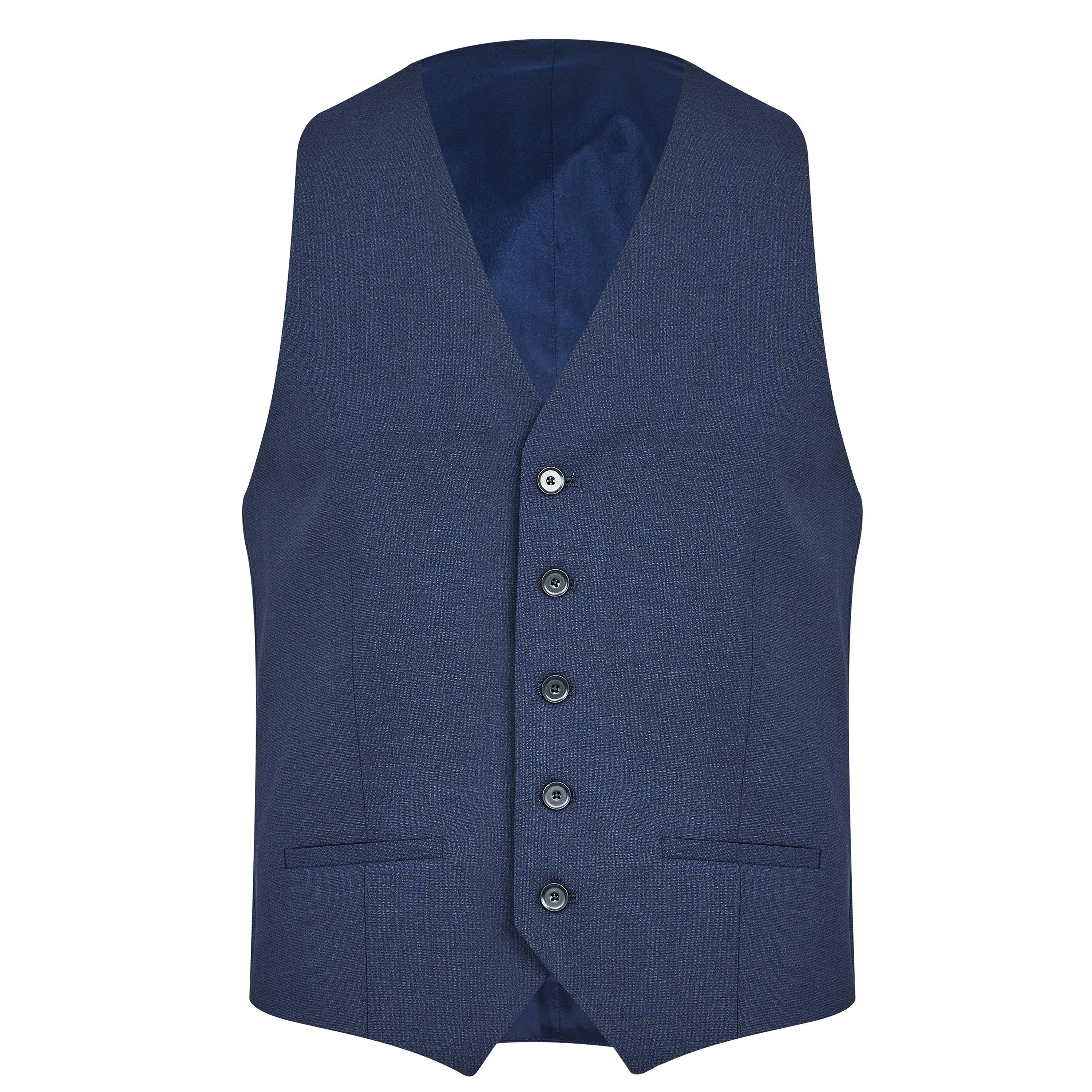 Navy - Richard James - Wilder Tailored Fit Wool Waistcoat - 1