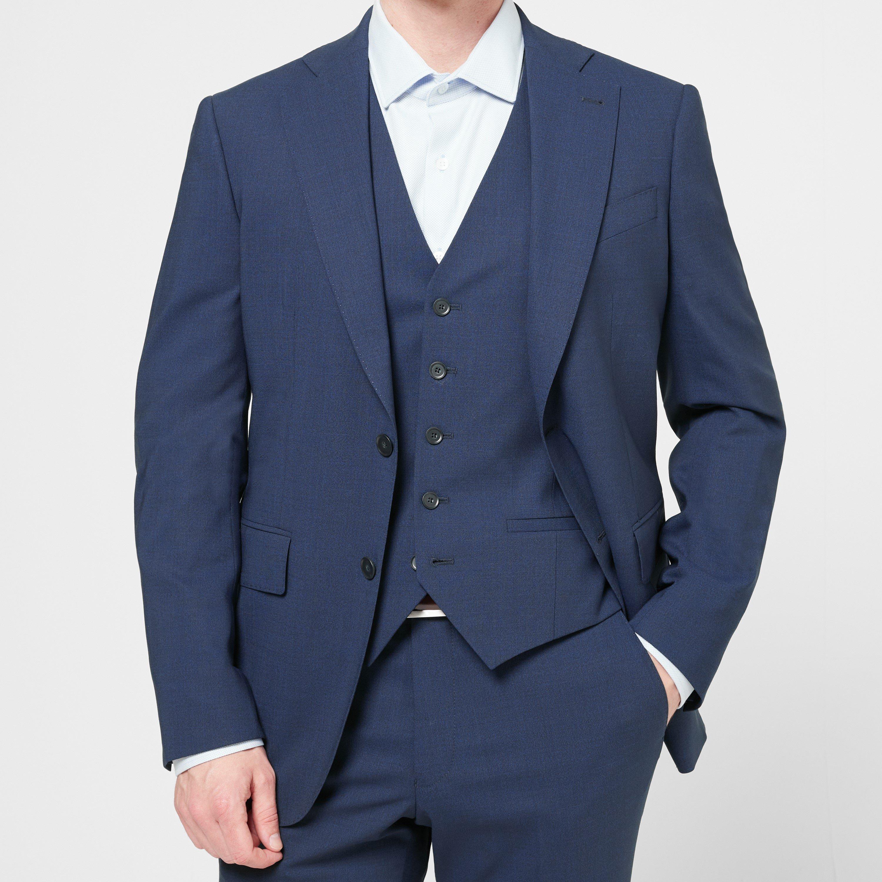 Navy - Richard James - Wilder Tailored Fit Wool Waistcoat - 3
