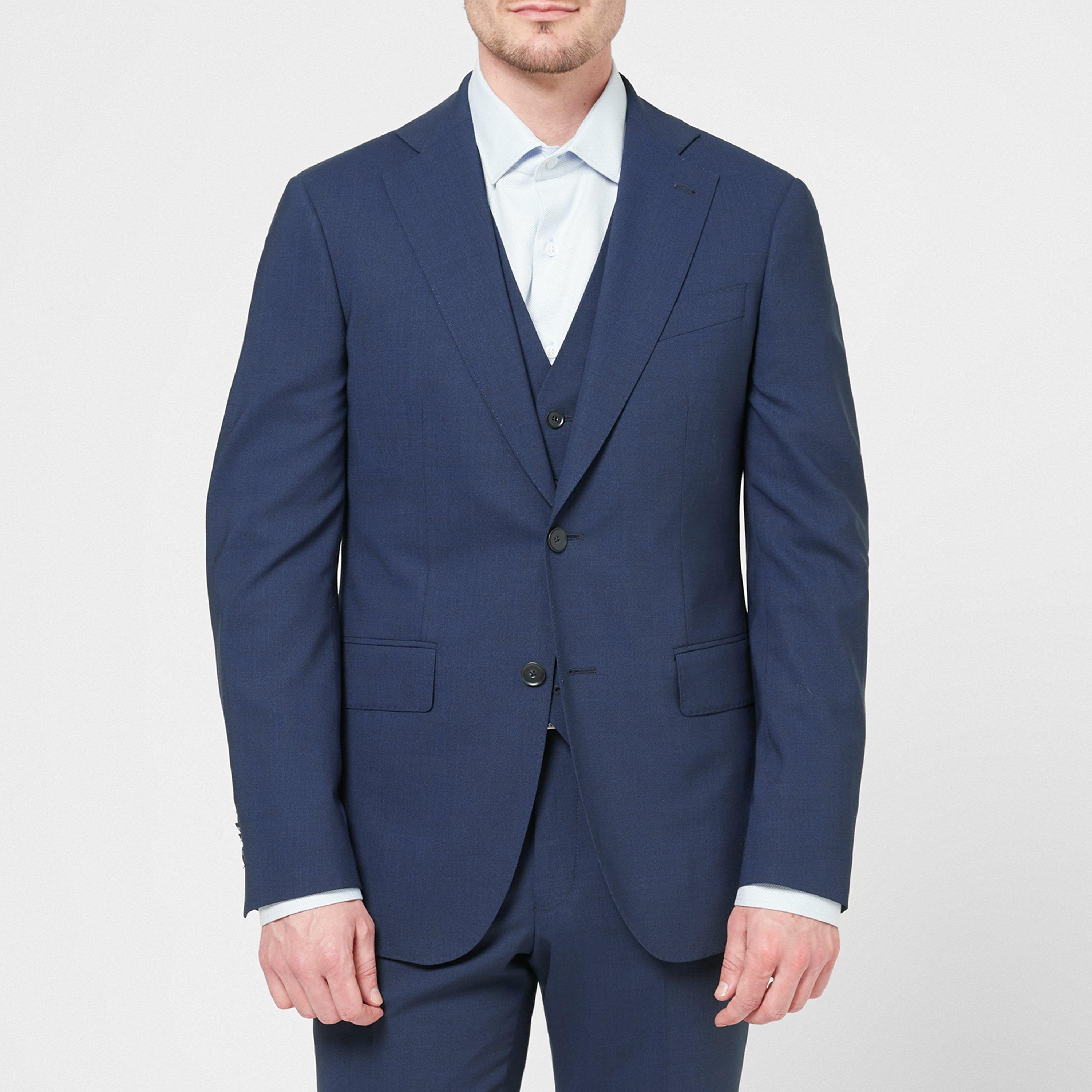 Navy - Richard James - Wilder Tailored Fit Wool Waistcoat - 6