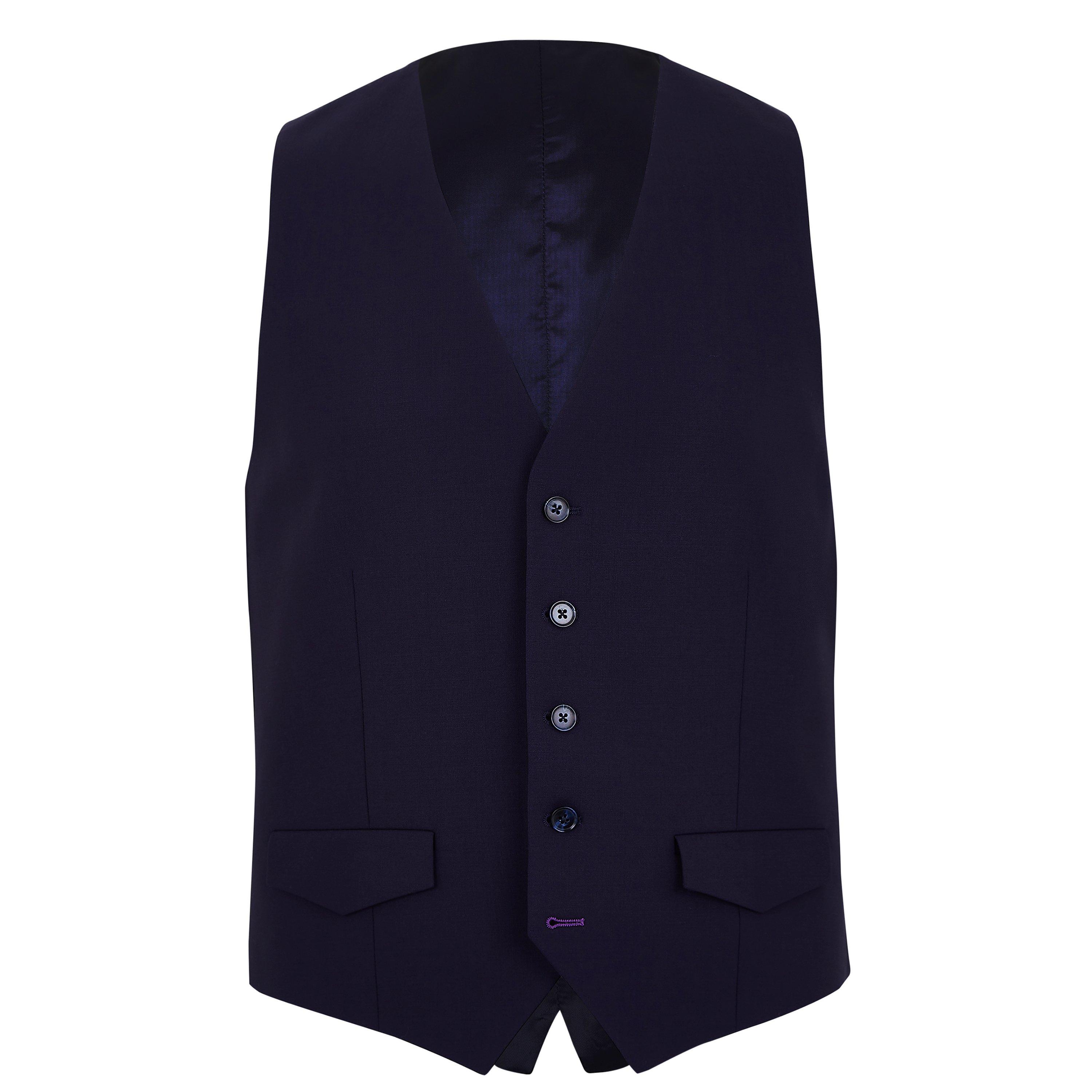 Without Prejudice Men's Kilburn Slim Fit Waistcoat - Italian Fabric Navy - 44L (54L)