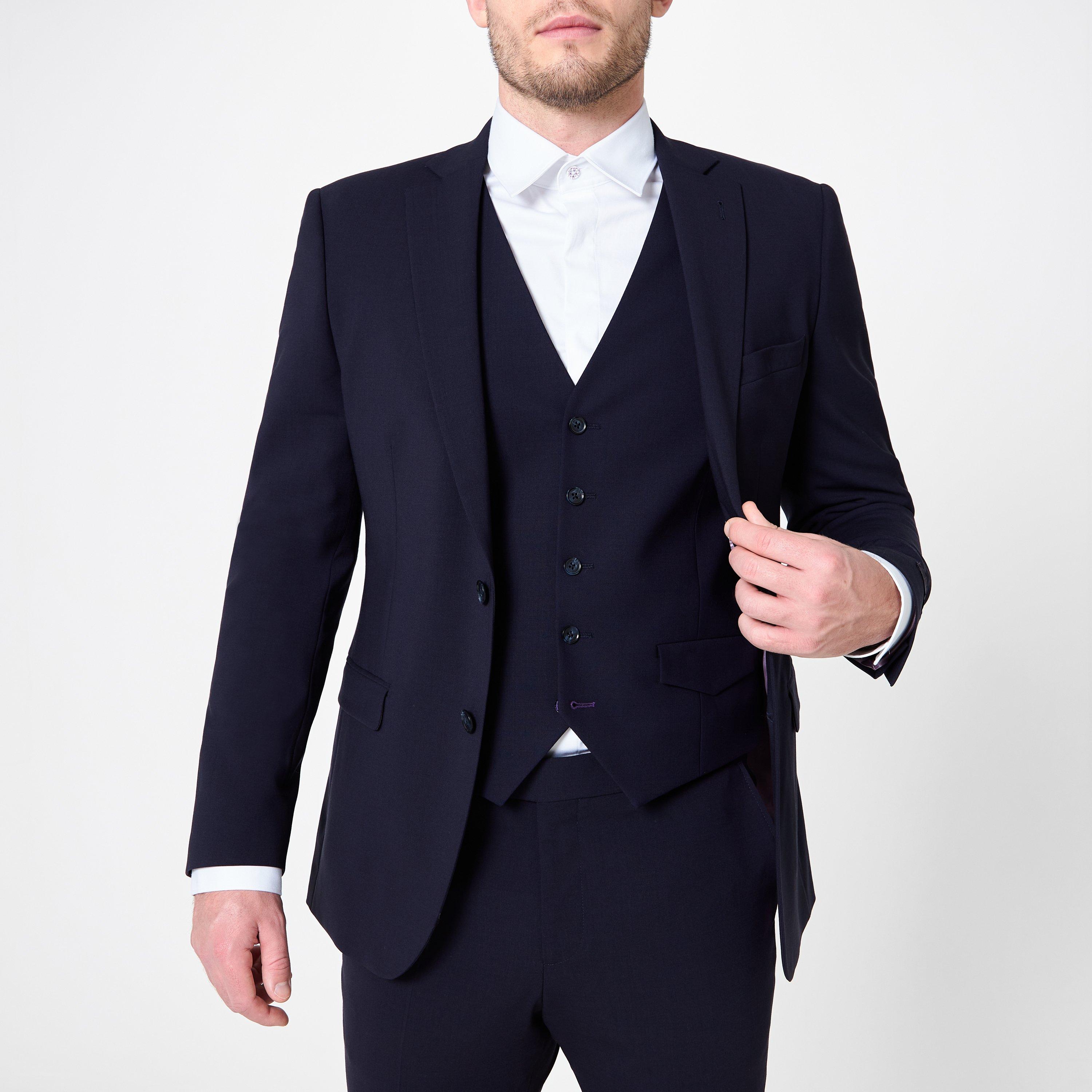 Navy - Without Prejudice - Kilburn Navy Slim Fit Waistcoat - Italian Fabric - 6