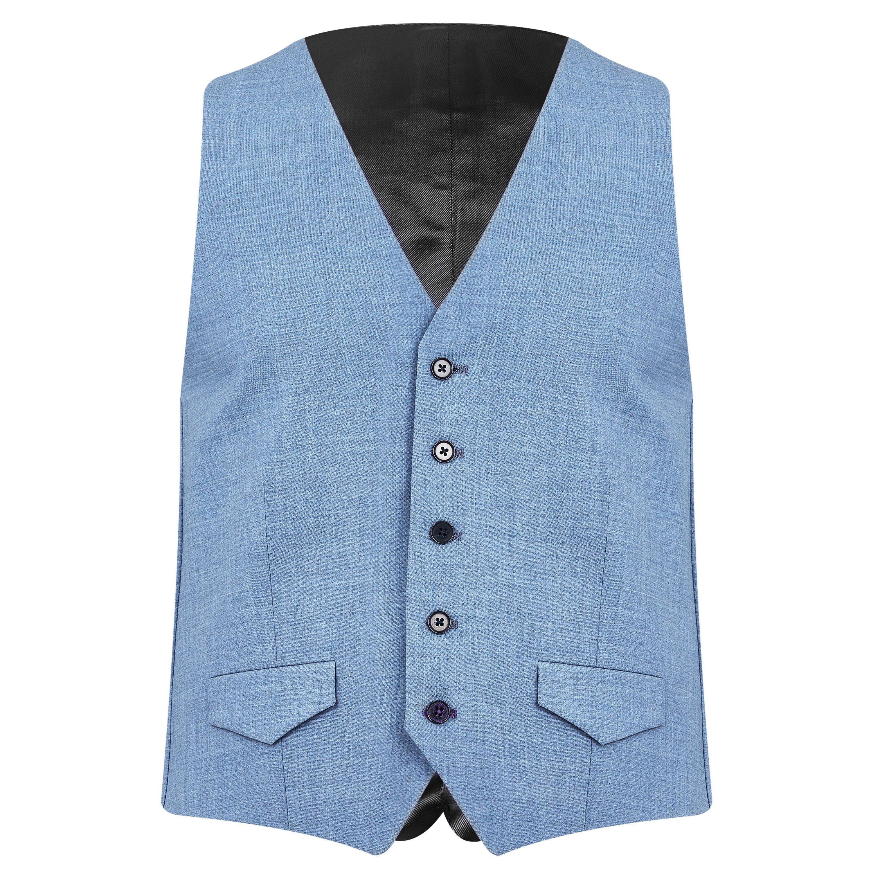 Without Prejudice Men's Kilburn Slim Fit Waistcoat - Light Blue - 44L (54L)