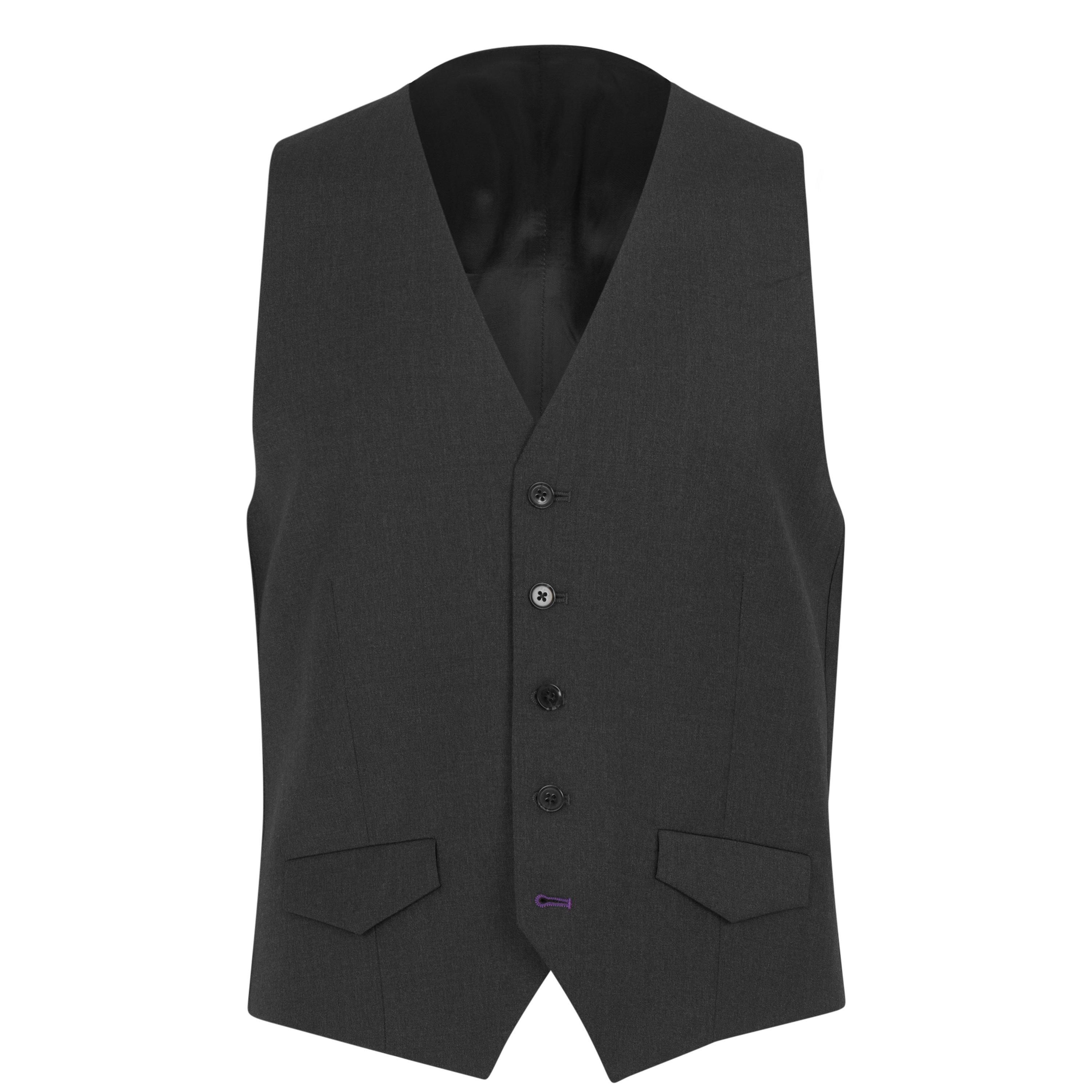Without Prejudice Men's Kilburn Slim Fit Waistcoat - Italian Fabric Charcoal - 44L (54L)